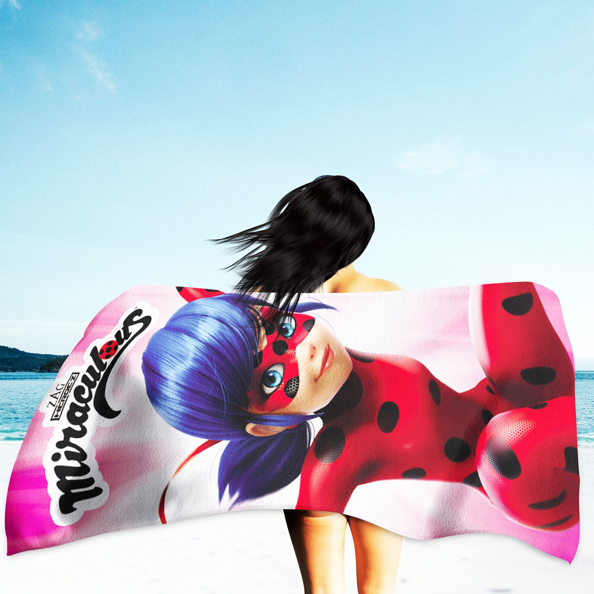 BERONAGE Strandtücher Miraculous Ladybug Badetuch Running 007 75x150 cm, 100% Baumwolle (1-St), Frottee in Velours-Qualität