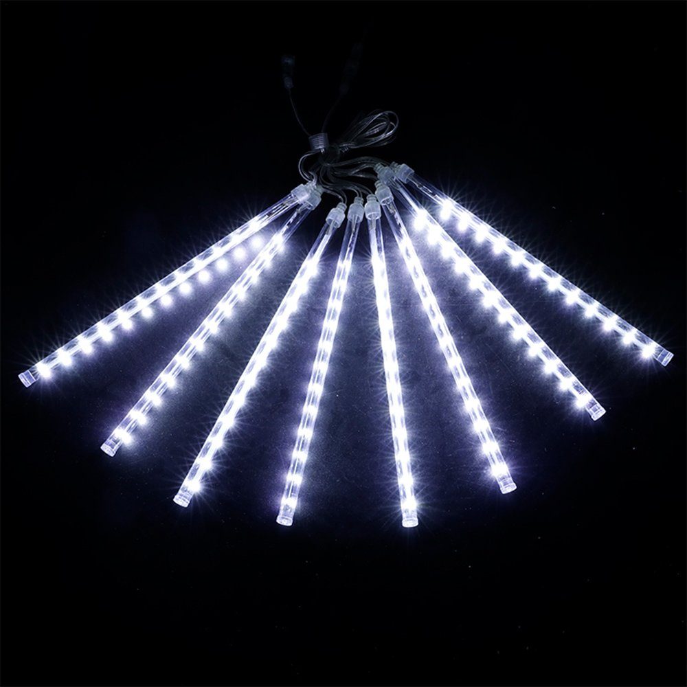 Rosnek LED-Lichterkette 8 Regentropfen, Weiß Meteorschauer Rohre,Weihnachten Stück Eiszapfen 4