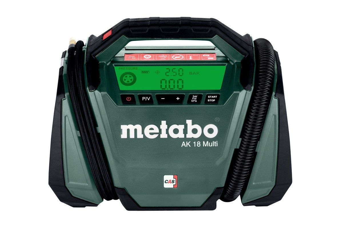 Metabo Professional Akku-Handkompressor AK 18 Karton Ladegerät, ohne 11,00 im bar, Akku Multi, und max