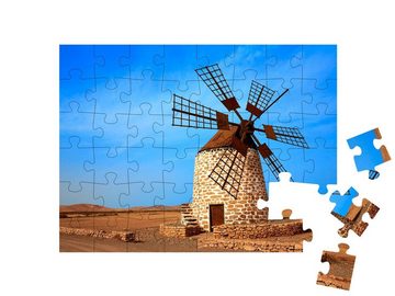 puzzleYOU Puzzle Windmühle von Fuerteventura, Kanarische Inseln, 48 Puzzleteile, puzzleYOU-Kollektionen Spanien
