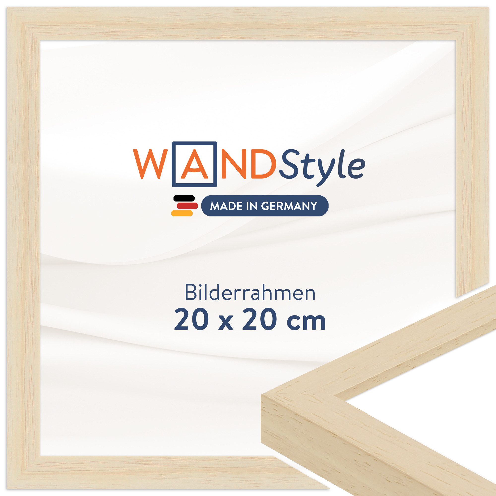 WANDStyle Bilderrahmen H950, Natur-Optik Bilderrahmen 20x20 Holz, Moderner Fotorahmen 20x20 cm