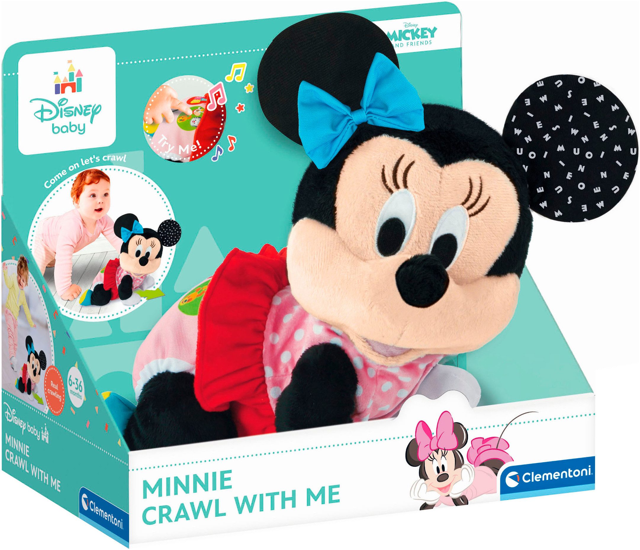 Clementoni® Plüschfigur Disney Baby, Minnie - Krabbel mit mir, mit Sound günstig online kaufen