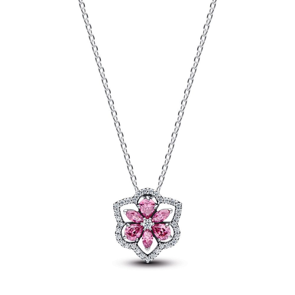 Pandora Collier Pandora Timeless Halskette mit Anhänger mit funkelnder rosa Blume (Her