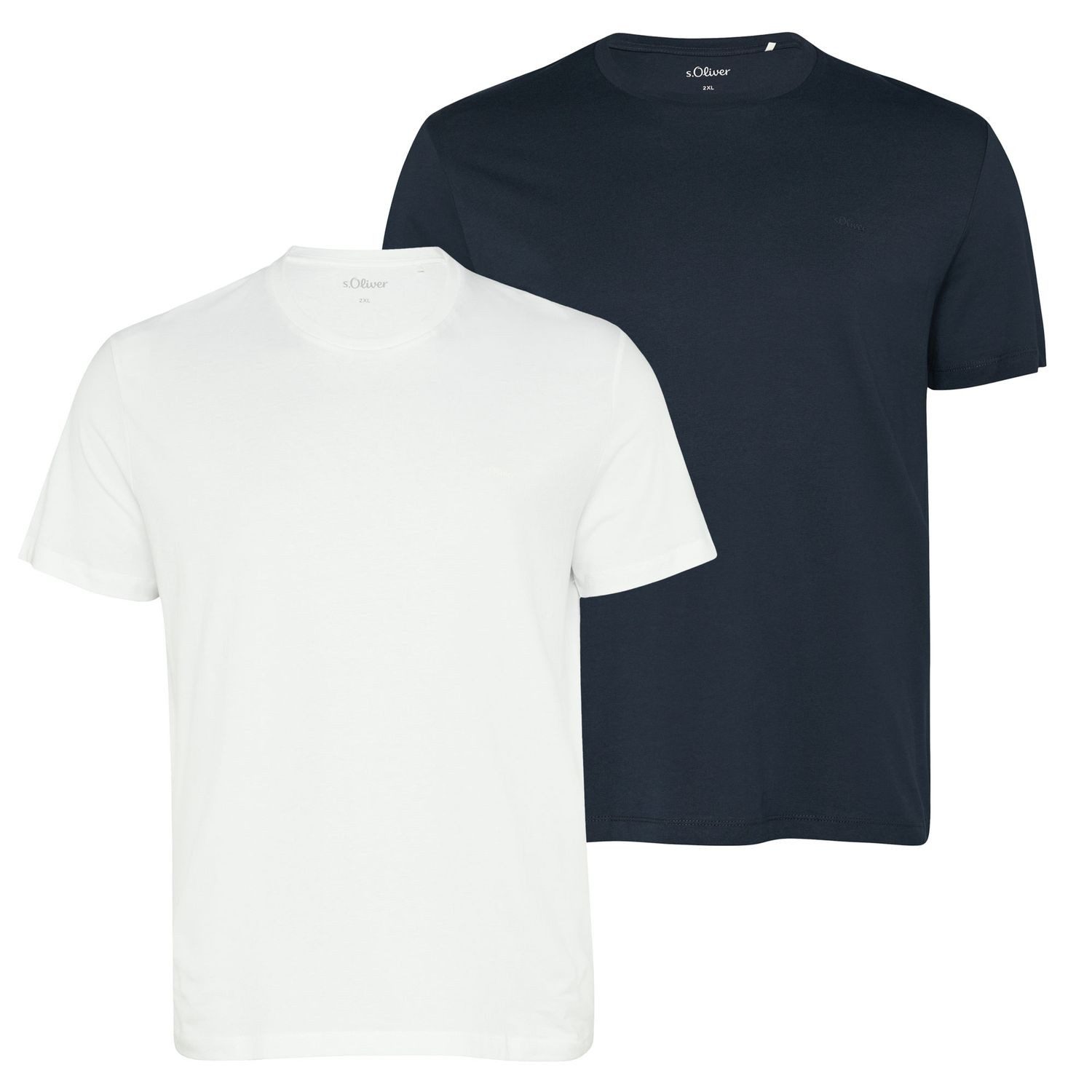 s.Oliver T-Shirt Big Size Rundhals, kurzarm, dezenter Logo-Aufdruck, im 2er Pack