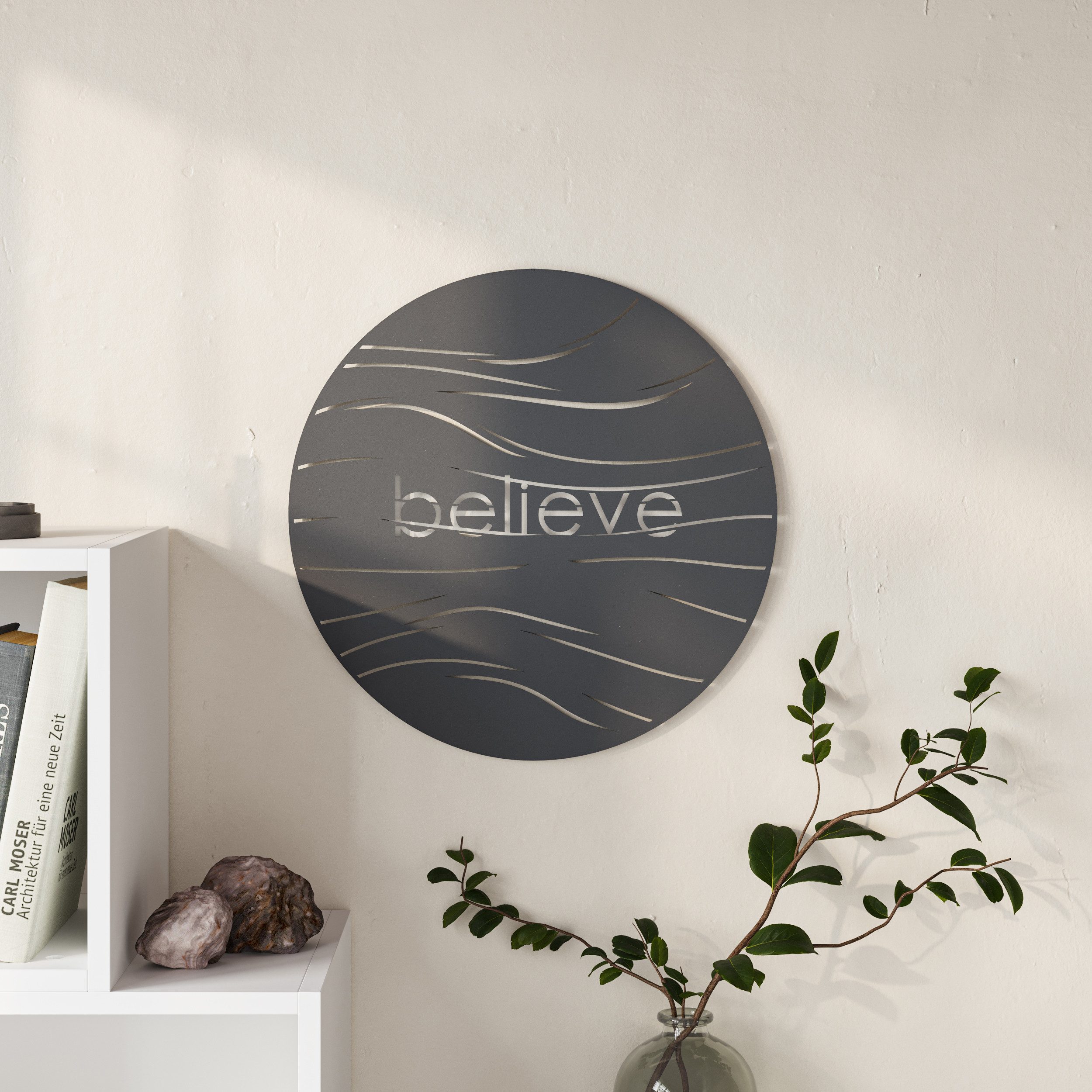 Decortie Wanddekoobjekt Metall Believe 45 x 45 x 1,2 cm, Wanddekoration aus Metall