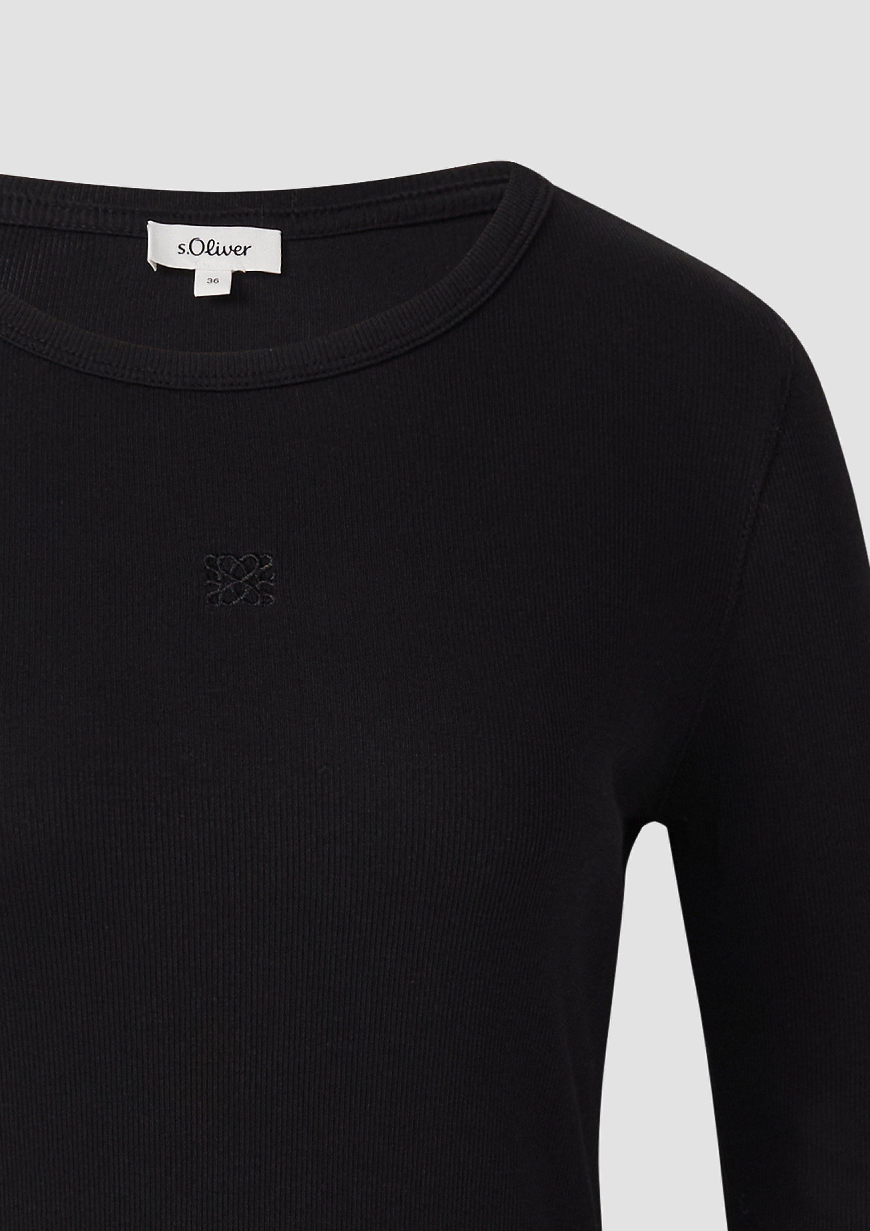 s.Oliver Langarmshirt Ripp-Langarmshirt mit Stickerei günstig online kaufen