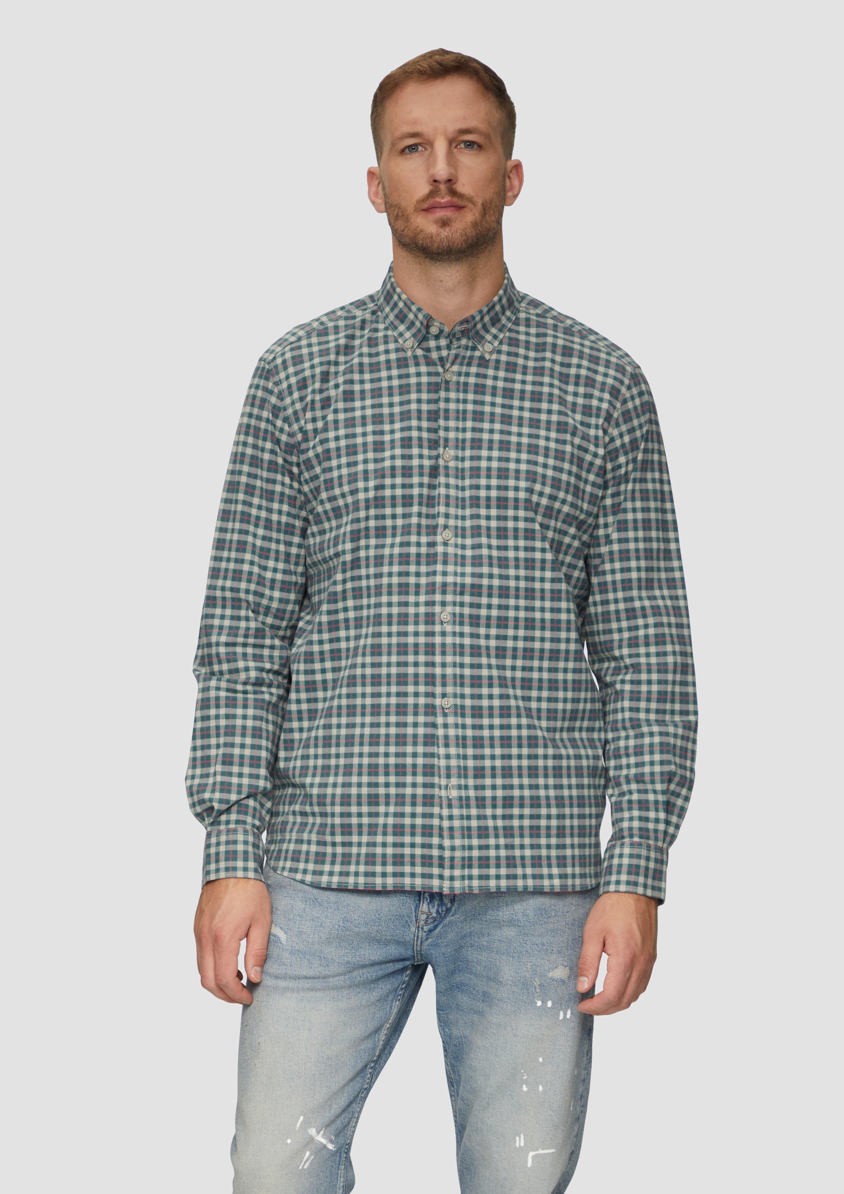 Langarmhemd Regular Fit: Hemd aus Baumwollstretch mit Button-Down-Kragen