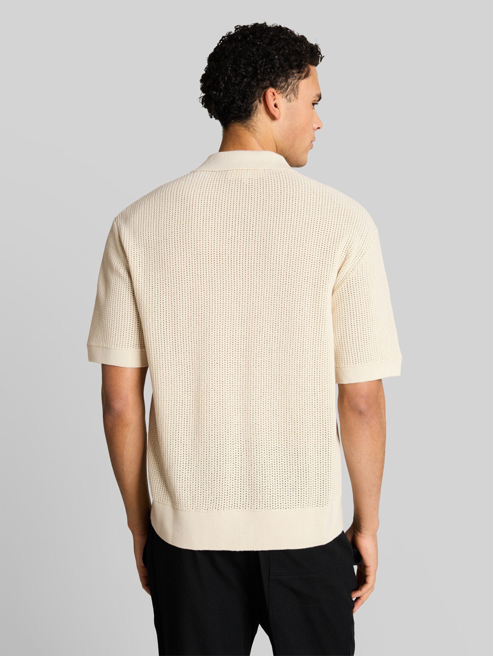 TOM TAILOR Denim Kurzarmhemd Pullover & Strickjacken Strickhemd mit Resort Kragen und Knopfleiste