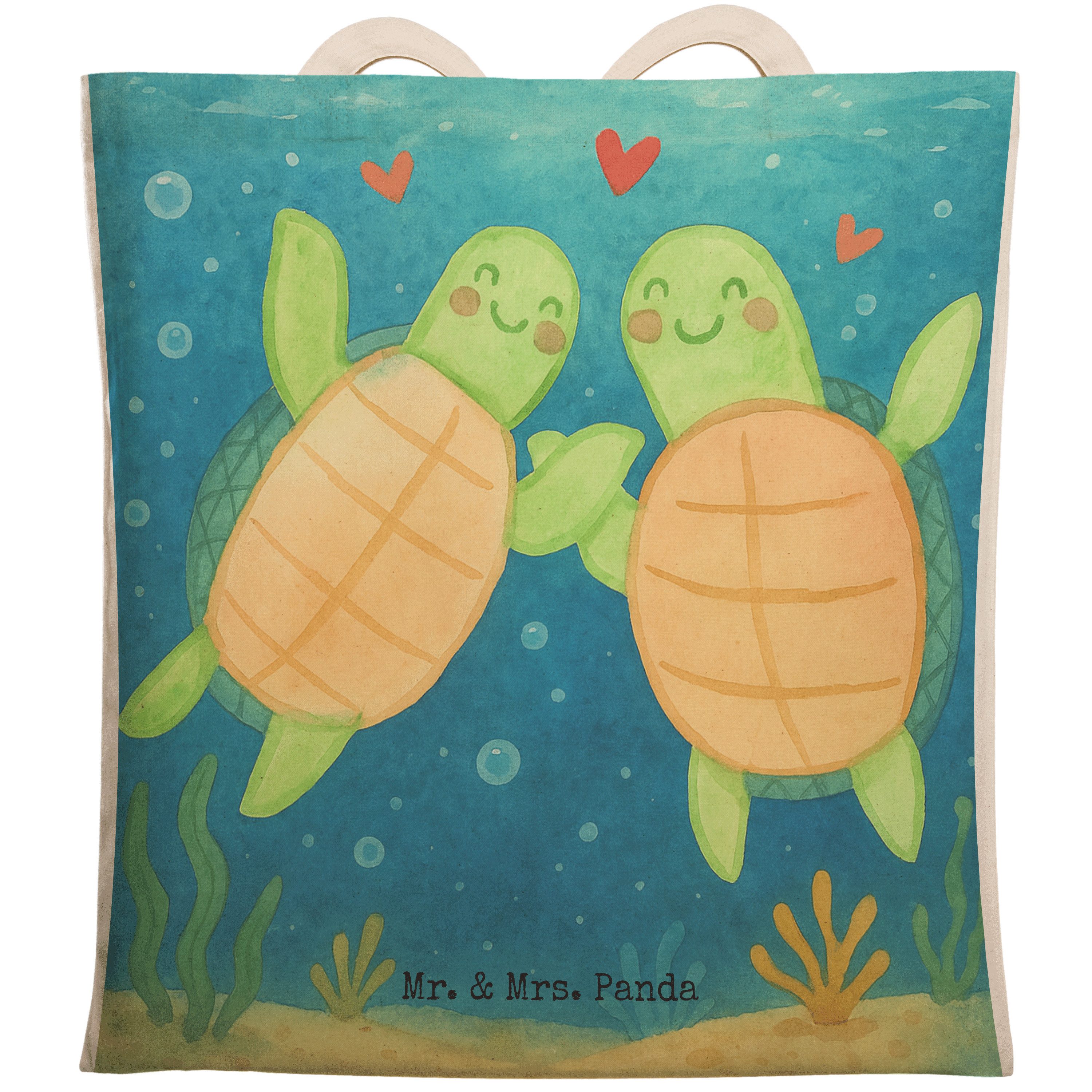 Tragetasche Schildkröten Paar Design, Tote Bag, Weiß, cityshopper, Mitbringsel, L