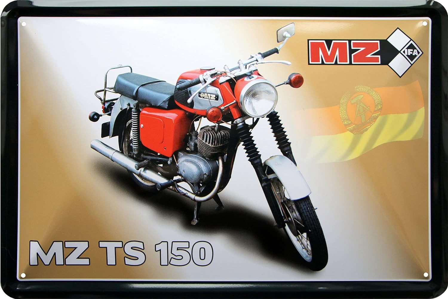 WOGEKA ART Metallbild MZ TS 150 - 20 x 30 cm Retro Blechschild DDR Motorrad, Metallschild Wanddeko Spruch Schild Wandbild Ostdeutschland Ossi