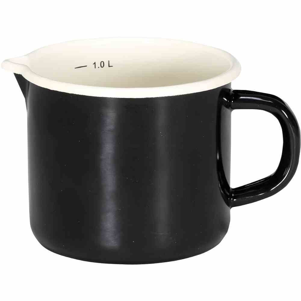 Krüger Kochtopf Milchtopf Triest 12 cm mit Ausguss Emaille weiß, Emaille