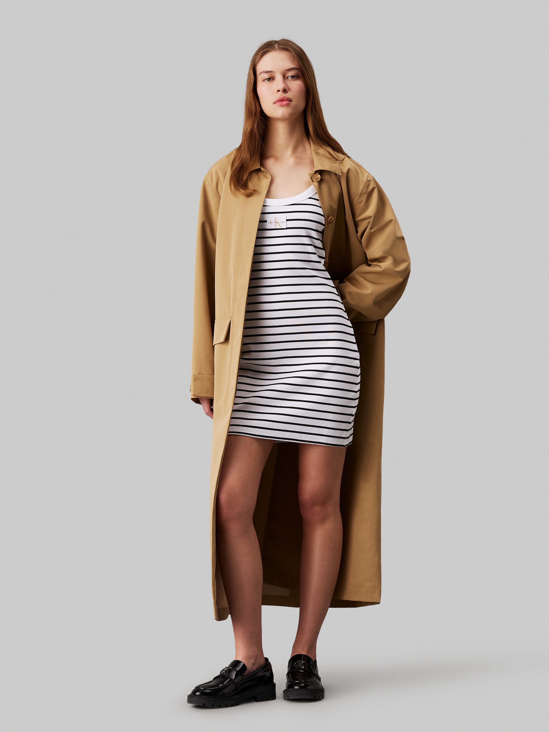 Calvin Klein Jeans Trägerkleid WOVEN LABEL RIB TANK DRESS mit Logopatch günstig online kaufen