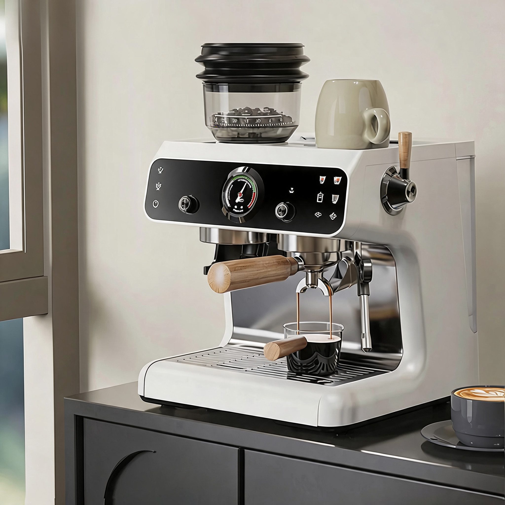 HiBREW Espressomaschine H7B, 2800 W, 20 bar, 2,8 L Wassertank, 30-stufig einstellbarer Mahlgrad