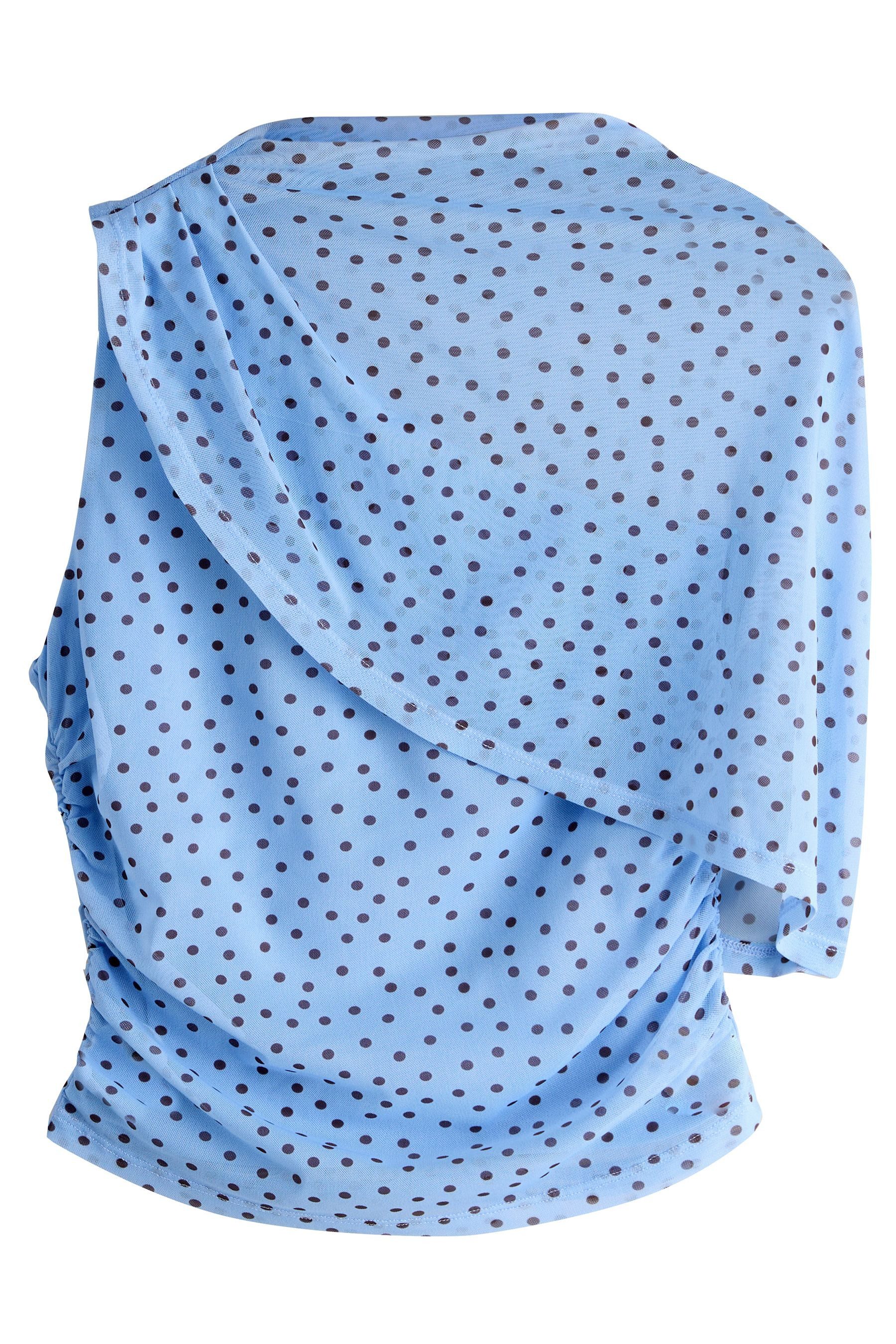 Next Kurzarmbluse Asymmetrisches Cape-Oberteil mit Mesh (1-tlg)