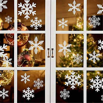 Fenstersticker 108 Weihnachten Fensterbilder Fensterdeko Schneeflocken H0202, Alster Herz, Abnehmbare Fensterdeko Haftende PVC Aufkleber