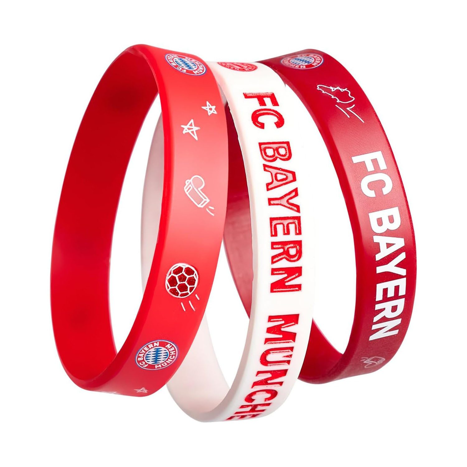 FC Bayern München Armband Set FC BAYERN MÜNCHEN Kinder-Armband Silikon 3er-Set rot+weiß