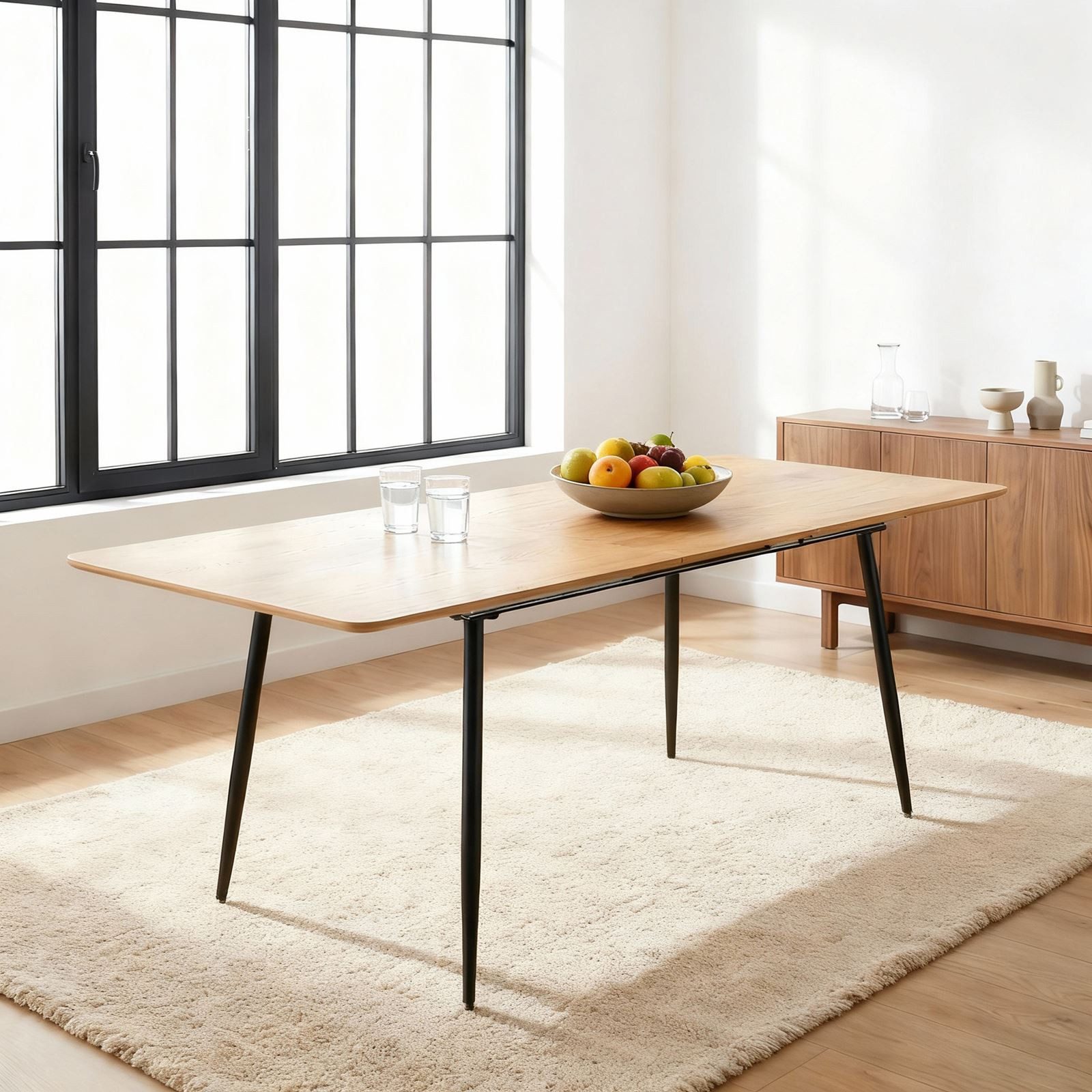 IDIMEX Esstisch ORSA, Esszimmertisch ausziehbar 160-200 x 80 cm mit Metallgestell Eiche