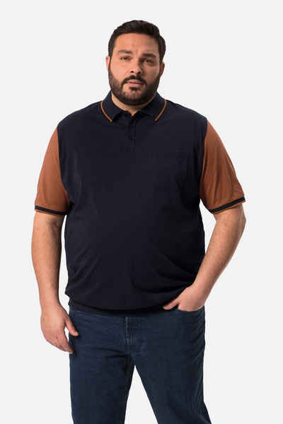 Men Plus Poloshirt Men+ Poloshirt Bauchfit kontrastfarbiger Halbarm