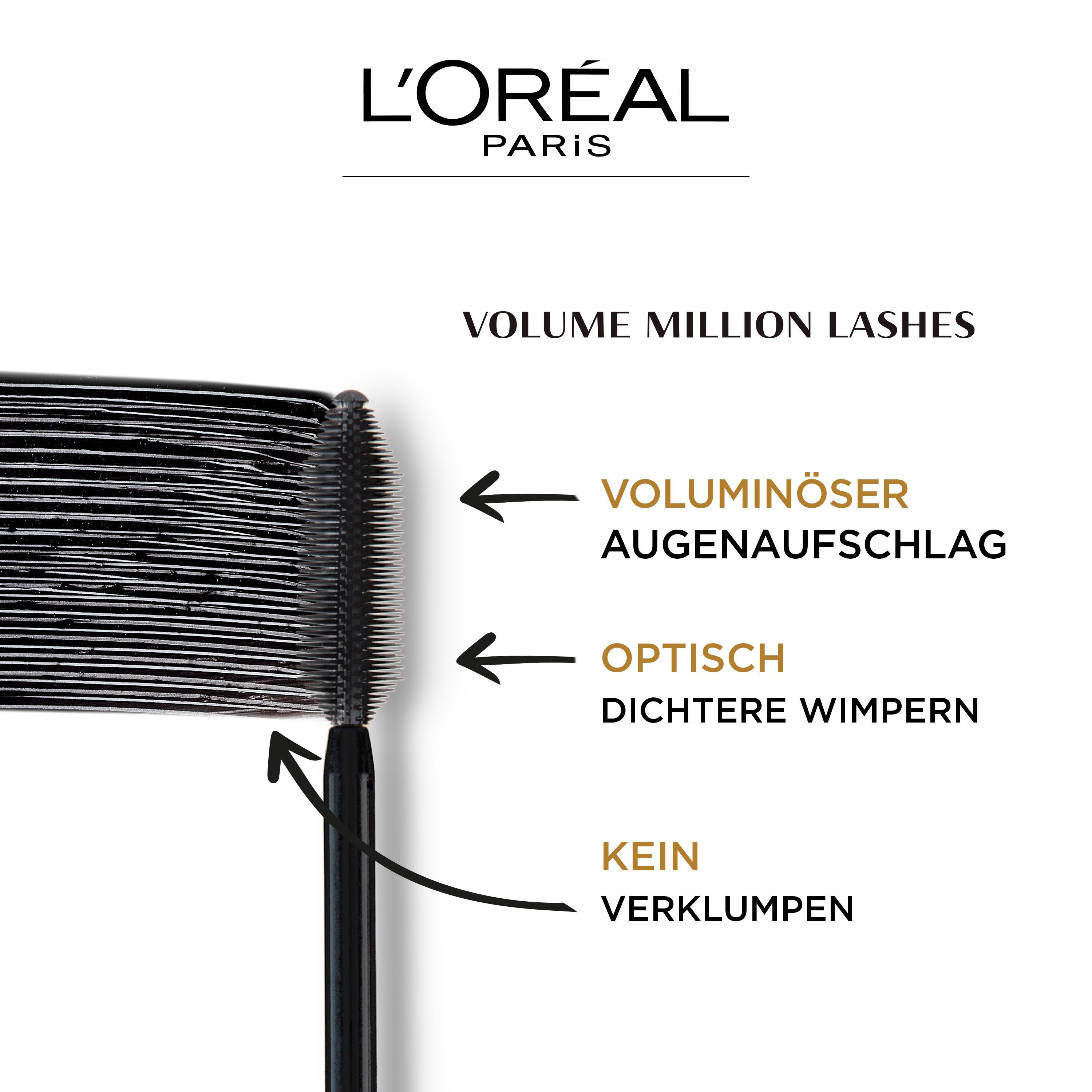 L'ORÉAL PARIS Mascara VOLUME MILLION LASHES MASCARA, mit ultra-präziser Bürste – Bild 5 von 5
