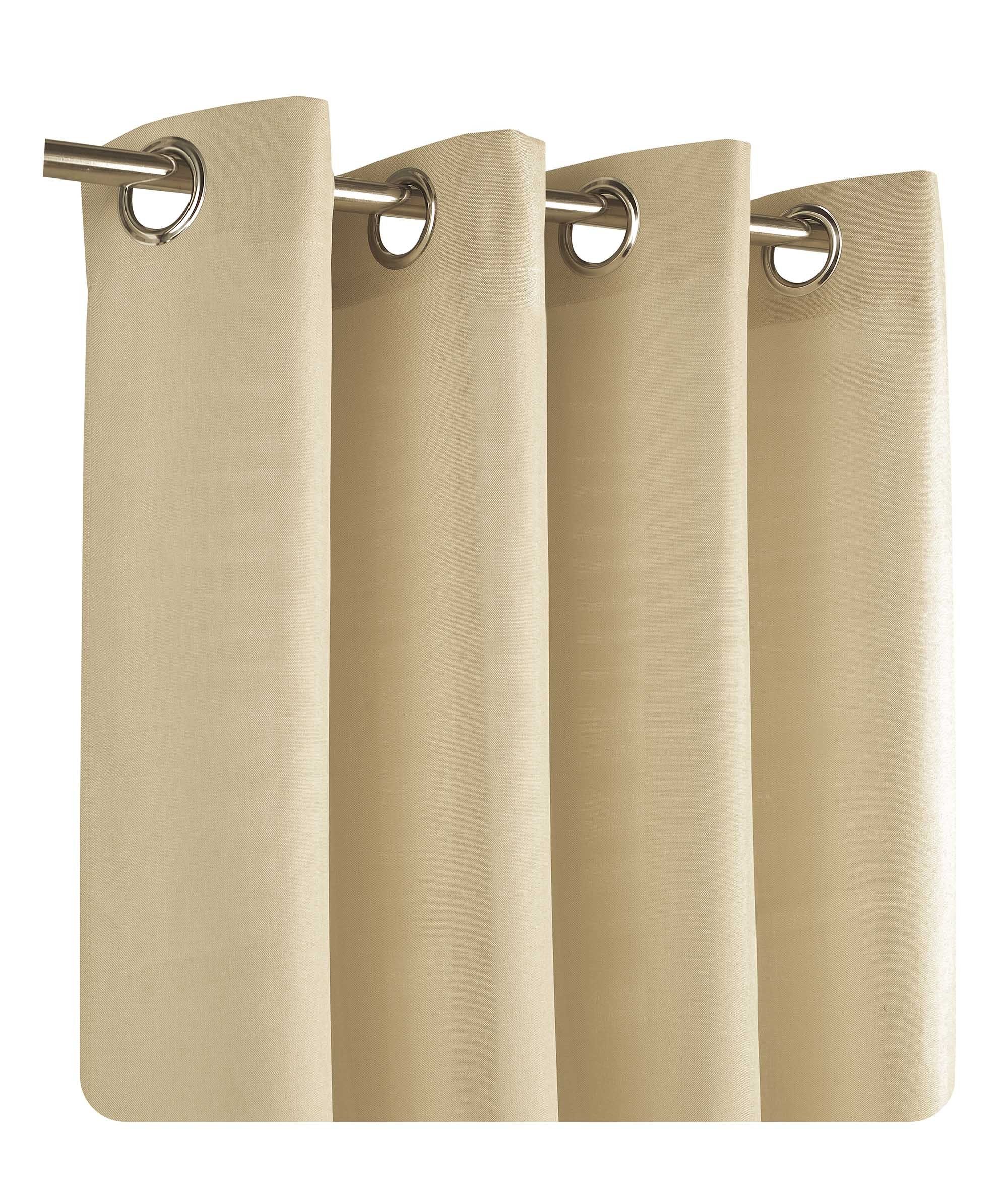 Gardine Vorhang Leinenoptik 140x245 cm Ösen 2er Set blickdicht Struktur uni, Haus und Deko, Ösen (2 St), blickdicht, Polyester Beige Natur