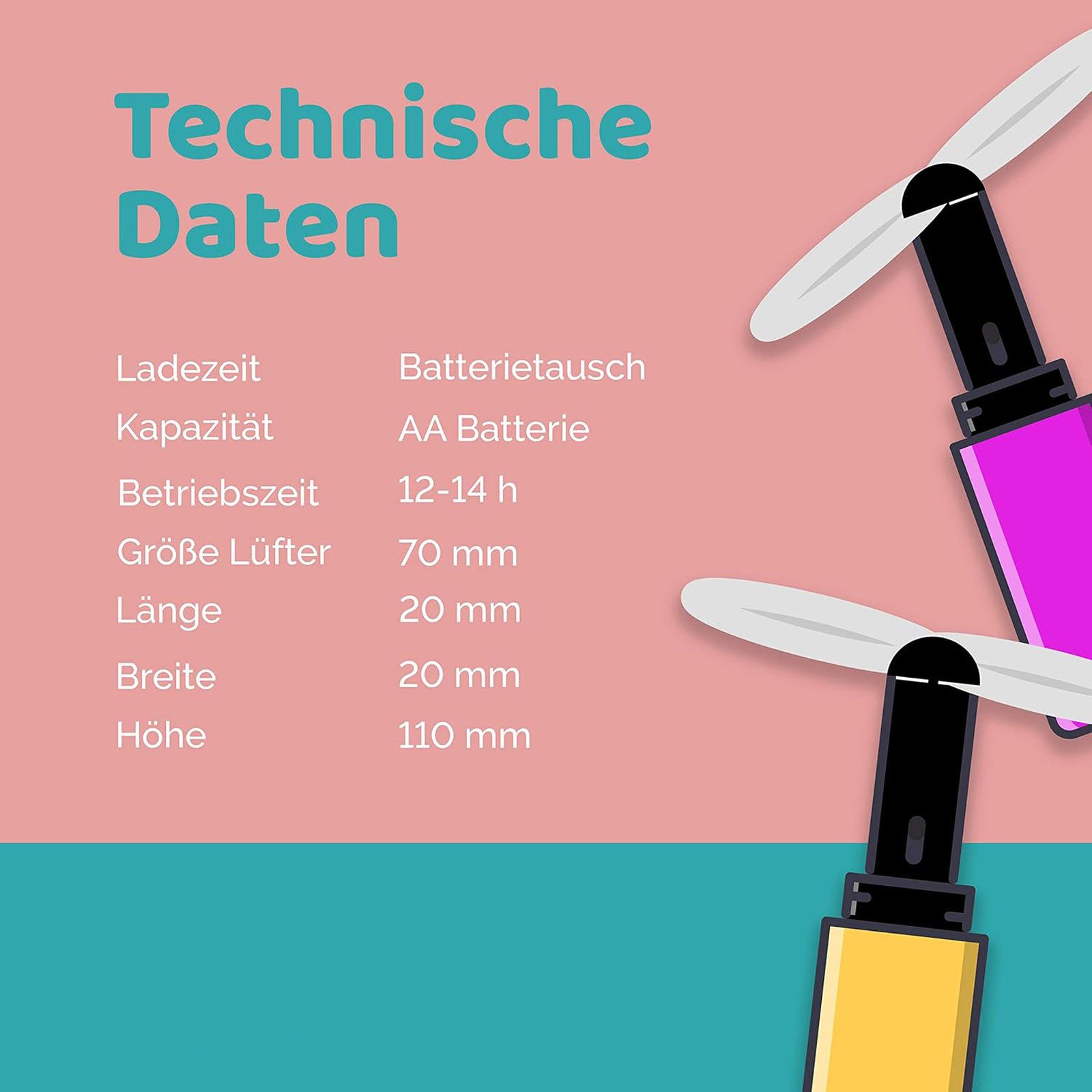 HAC24 Handventilator 2er Set Mini Hand günstig online kaufen