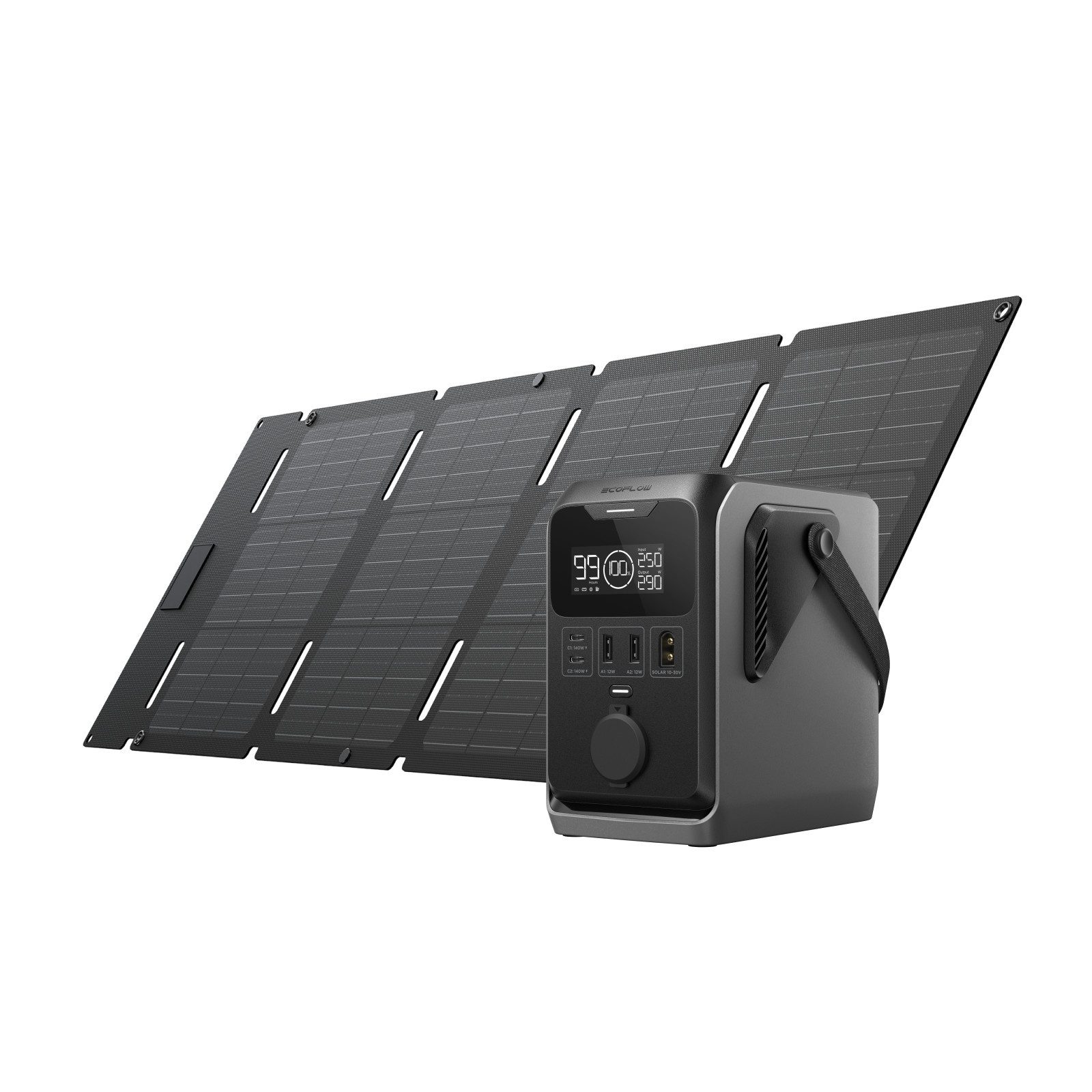 Ecoflow ECOFLOW TRAIL 300 DC Tragbare Powerstation, 288 Wh Powerstation 300 W Solargenerator, Schnellladung, 5 Ausgänge Sturzsicher, Solar/Kfz-Eingang, 0 dB für Camping/Reisen/Notfälle