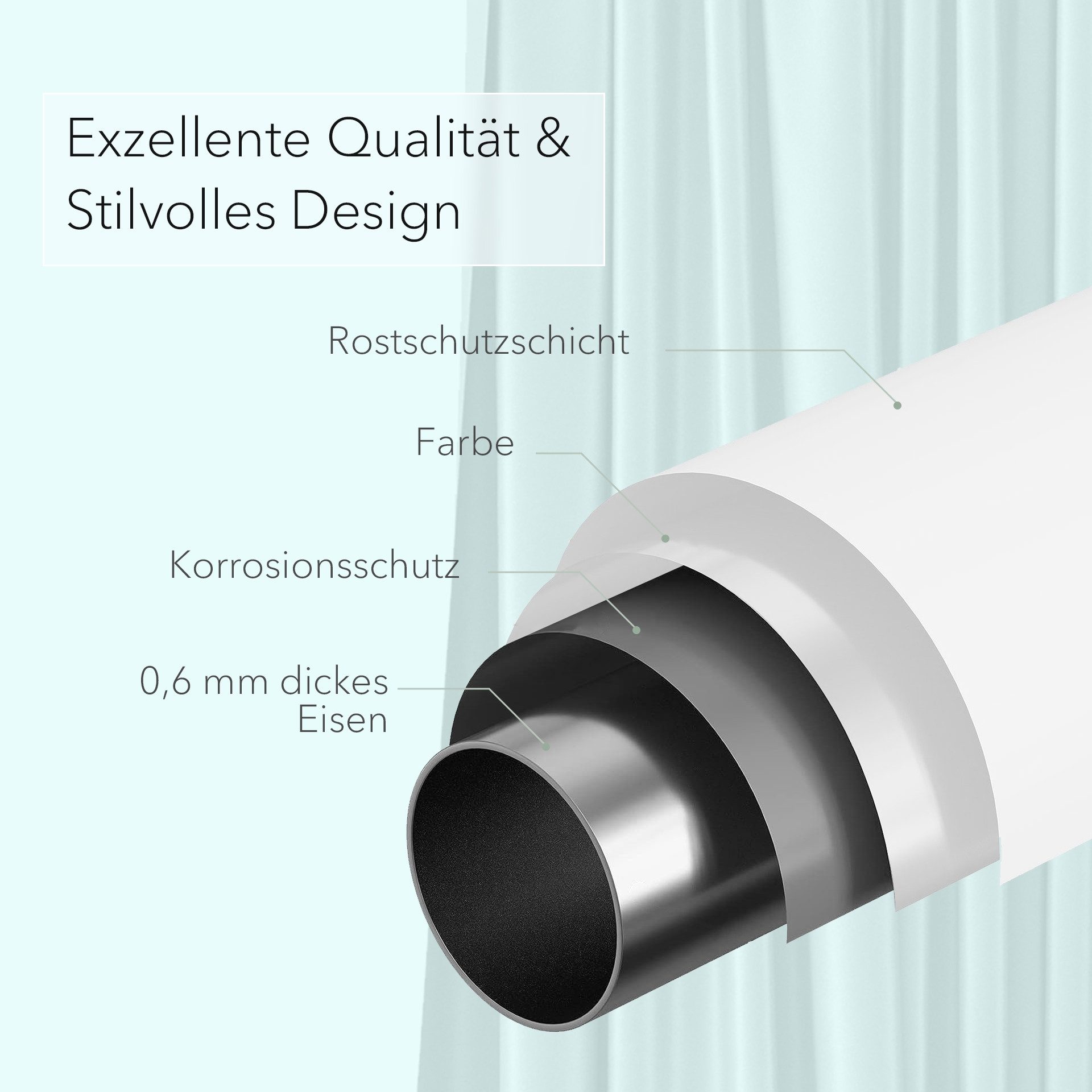 tinycurtains Klemmstange Teleskopstange 55-90 cm Türvorhangstange Duschvorh günstig online kaufen