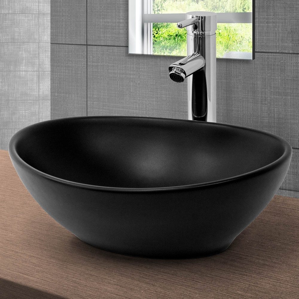 LuxeBath Waschbecken Moderne Aufsatzwaschbecken Keramik inkl. Ablaufgarnitu günstig online kaufen
