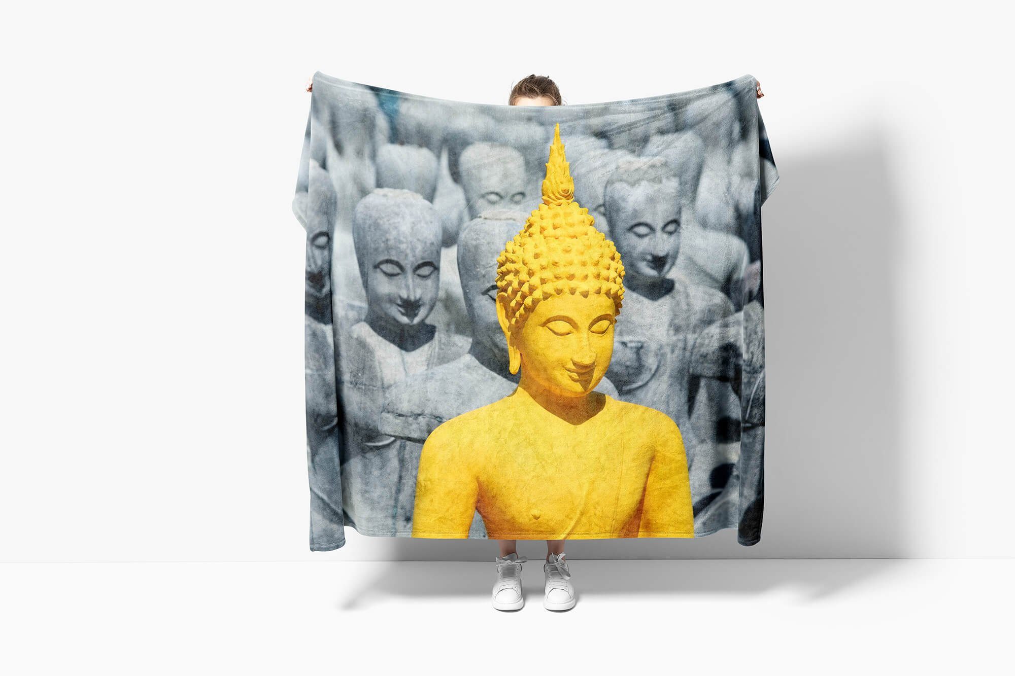 Handtuch Buddhismus, Sinus (1-St), Strandhandtuch Handtuch Buddha Kuscheldecke Art Handtücher Fotomotiv mit Baumwolle-Polyester-Mix Saunatuch