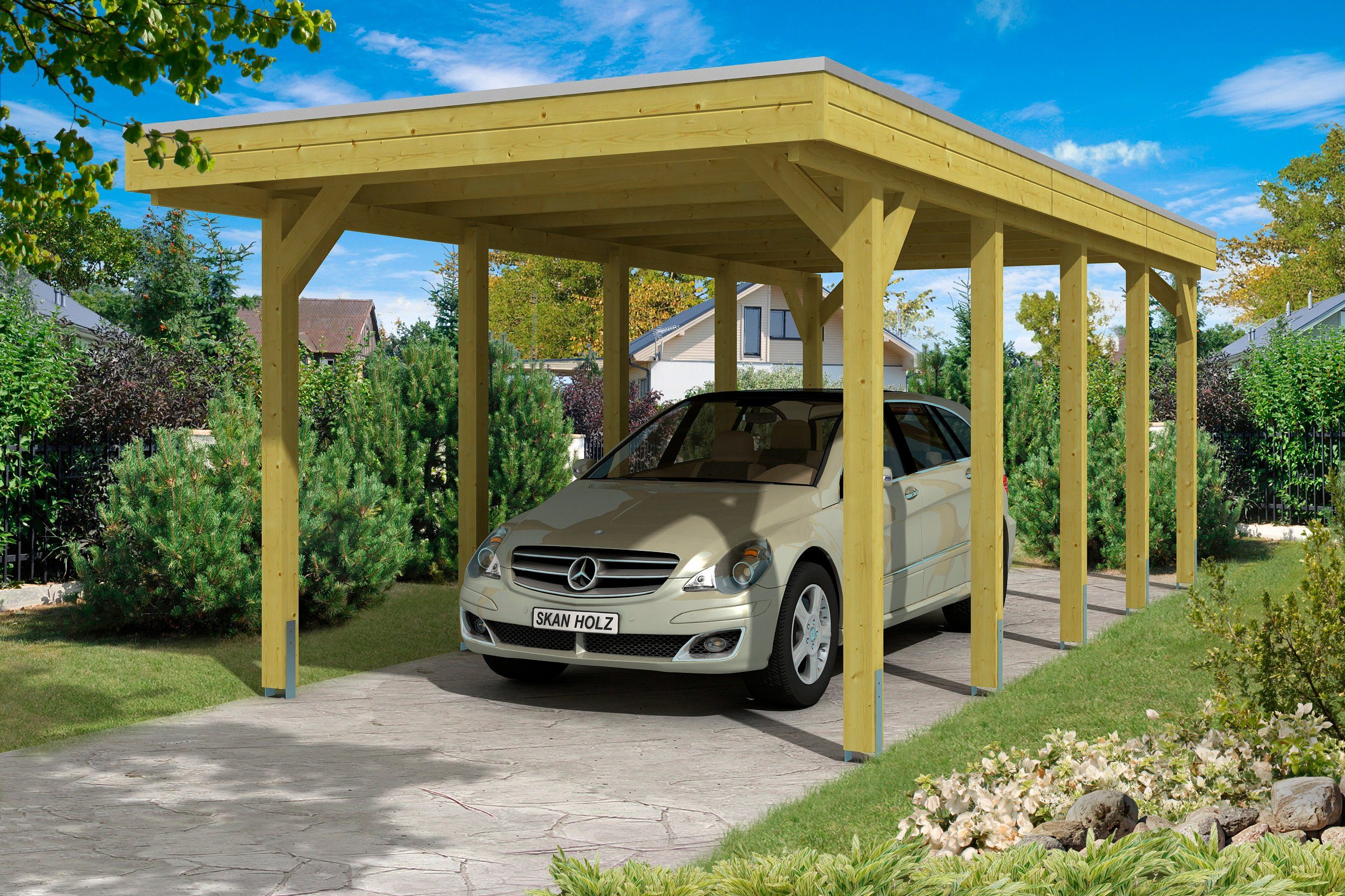 Skanholz Einzelcarport Friesland, BxT: 314x708 cm, 207 cm Einfahrtshöhe