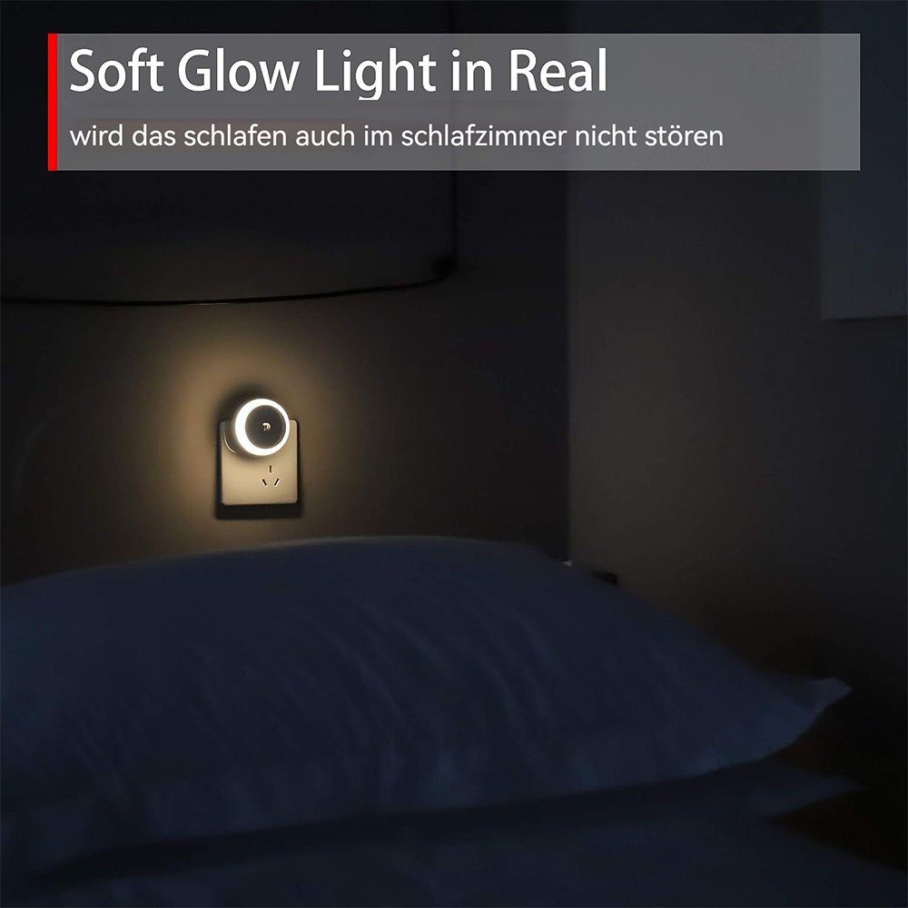 Intelligentes Nachtlicht 2er-Pack mit LED Nachtlicht MOUTEN DunkelgelbesLicht Sensor,