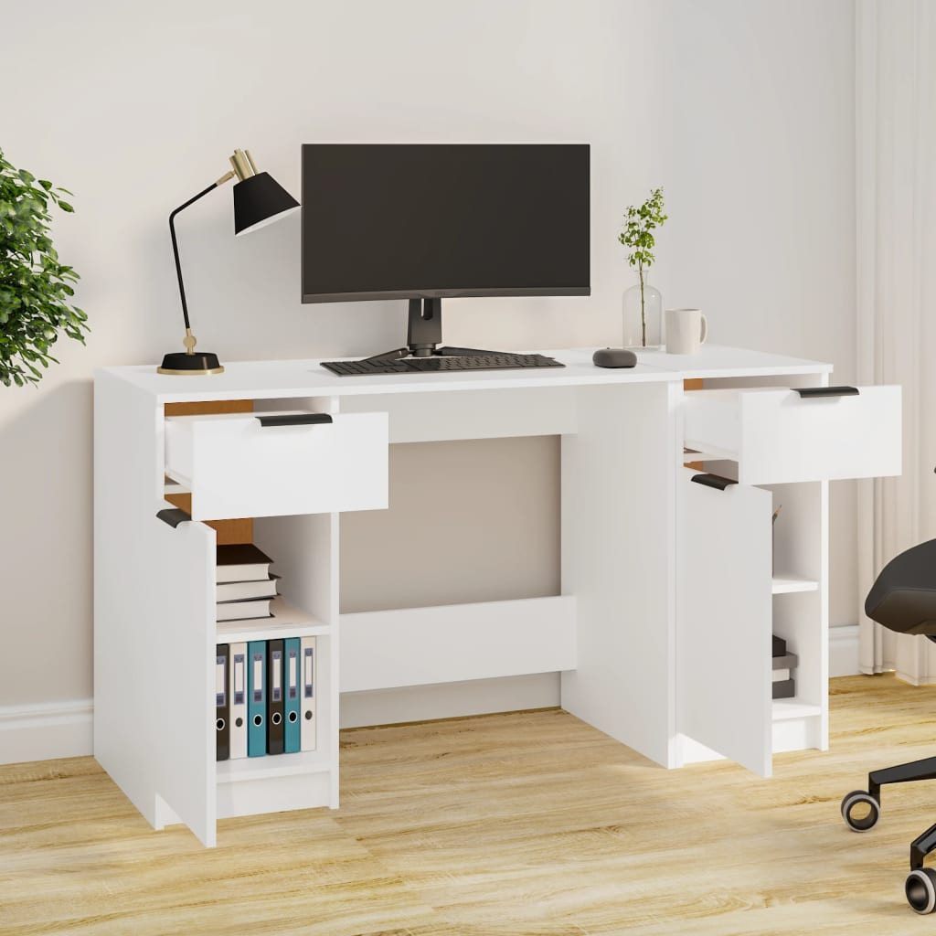vidaXL Schreibtisch Schreibtisch mit Beistellschrank Weiß günstig online kaufen