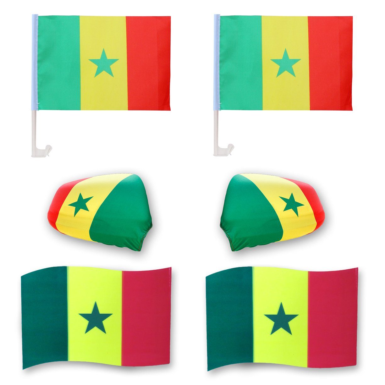 Sonia Originelli Fahne Fanpaket "Senegal" Fußball Magnete: Außenspiegel Flaggen, 3D Magnet 3D-Effekt