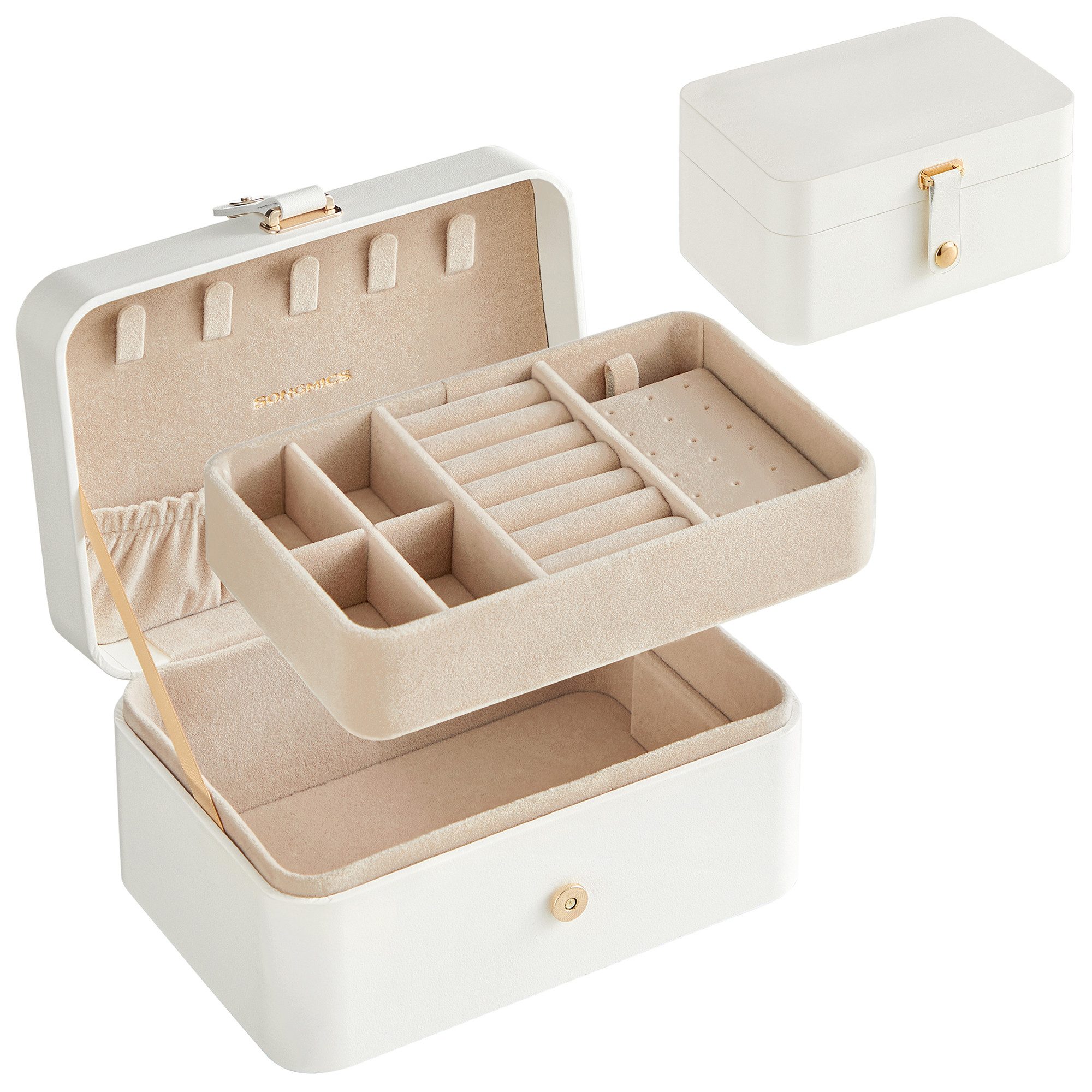 SONGMICS Schmuckkasten Schmuckaufbewahrung Schmuck-Reiseetui, 2 Ebenen trag günstig online kaufen