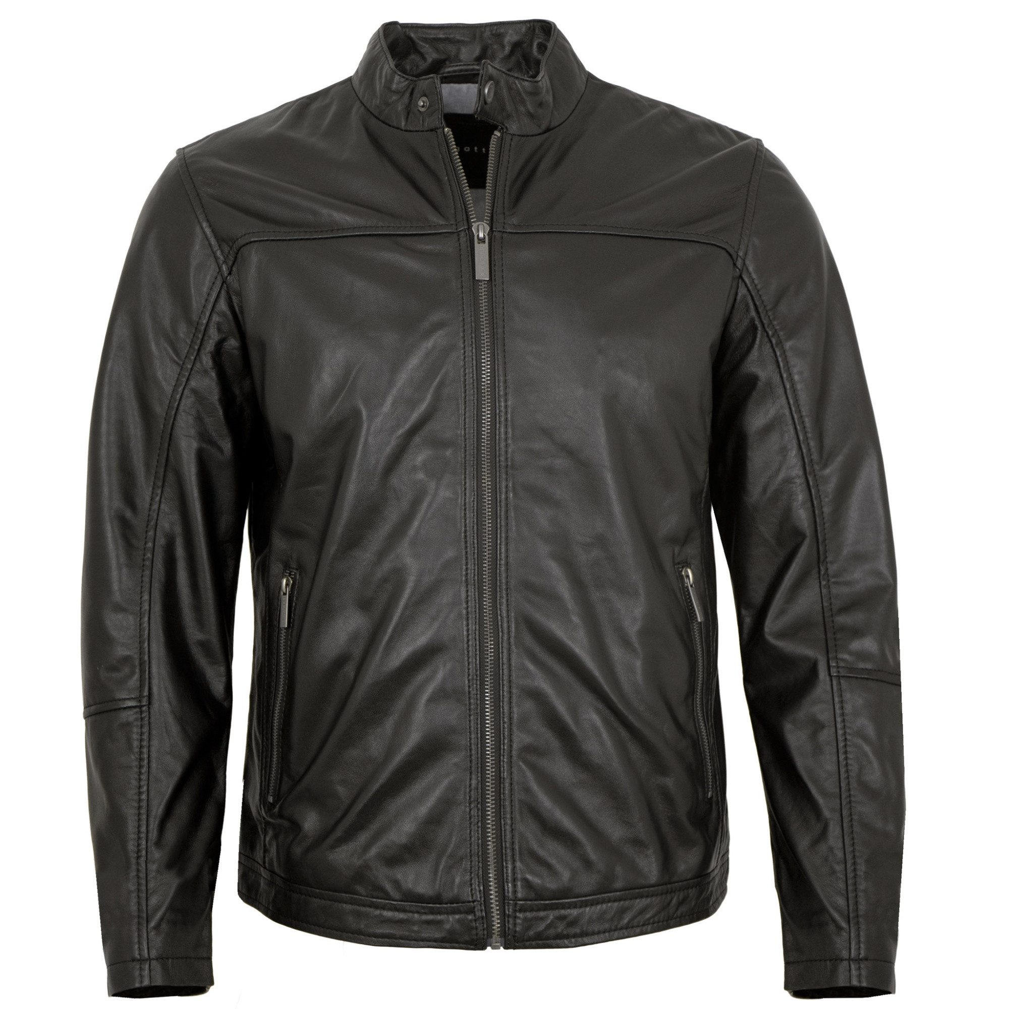 bugatti Lederjacke Gino Bugatti - Herren Lederjacke Lammnappa schwarz
