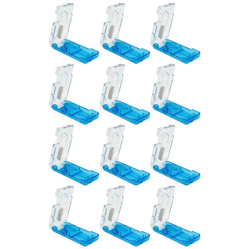 Wellgro Pillendose Tablettenschneider mit Metallklinge - Kunststoff - blau/transparent (12 St)