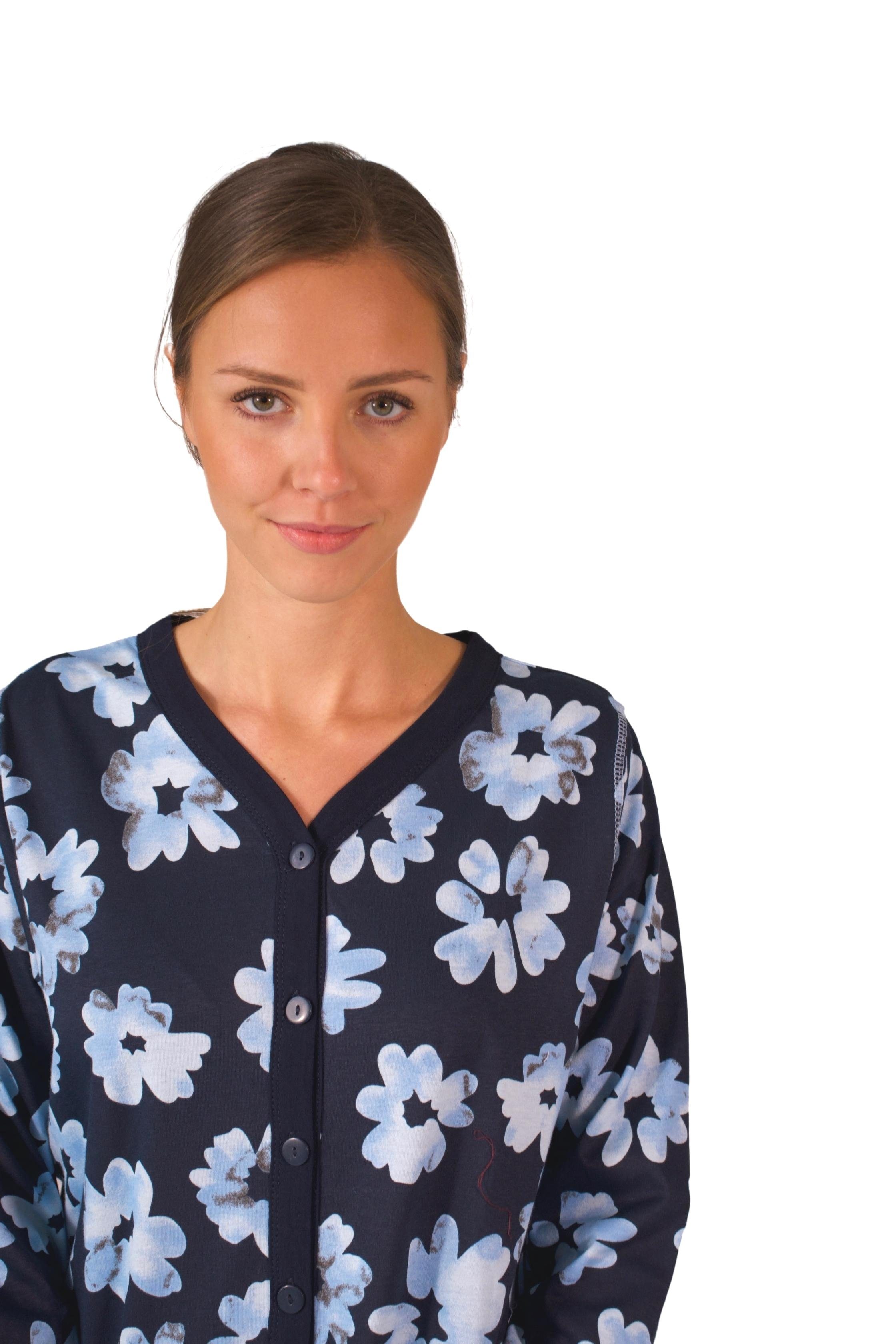 Qualität Baumwolle-Jersey Damen Pyjama Consult-Tex Schlafanzug Pyjama DW311blau aus weicher