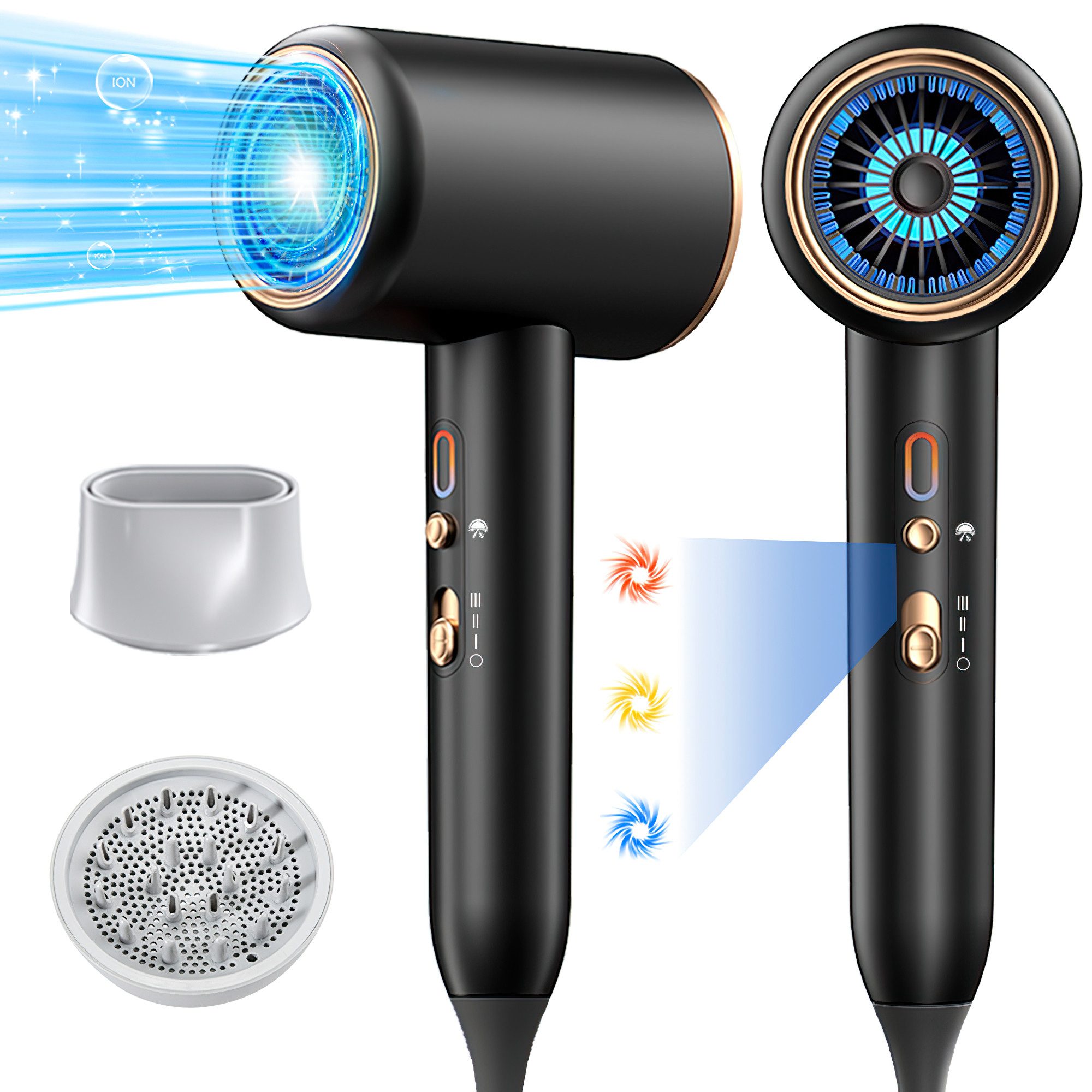 Haartrockner Haartrockner Föhn Ionen 2400W,Anti-Spliss mit Kaltluft Modus