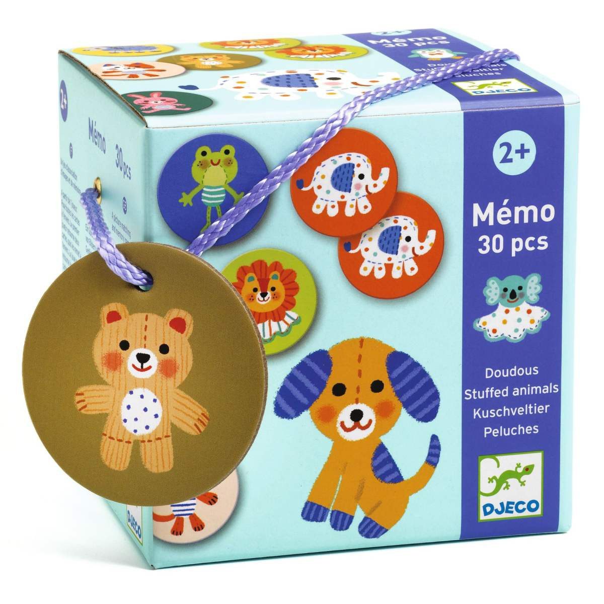 DJECO Spiel Lernspiel Memo Kuscheltiere 30 Teile Gedächtnisspiel
