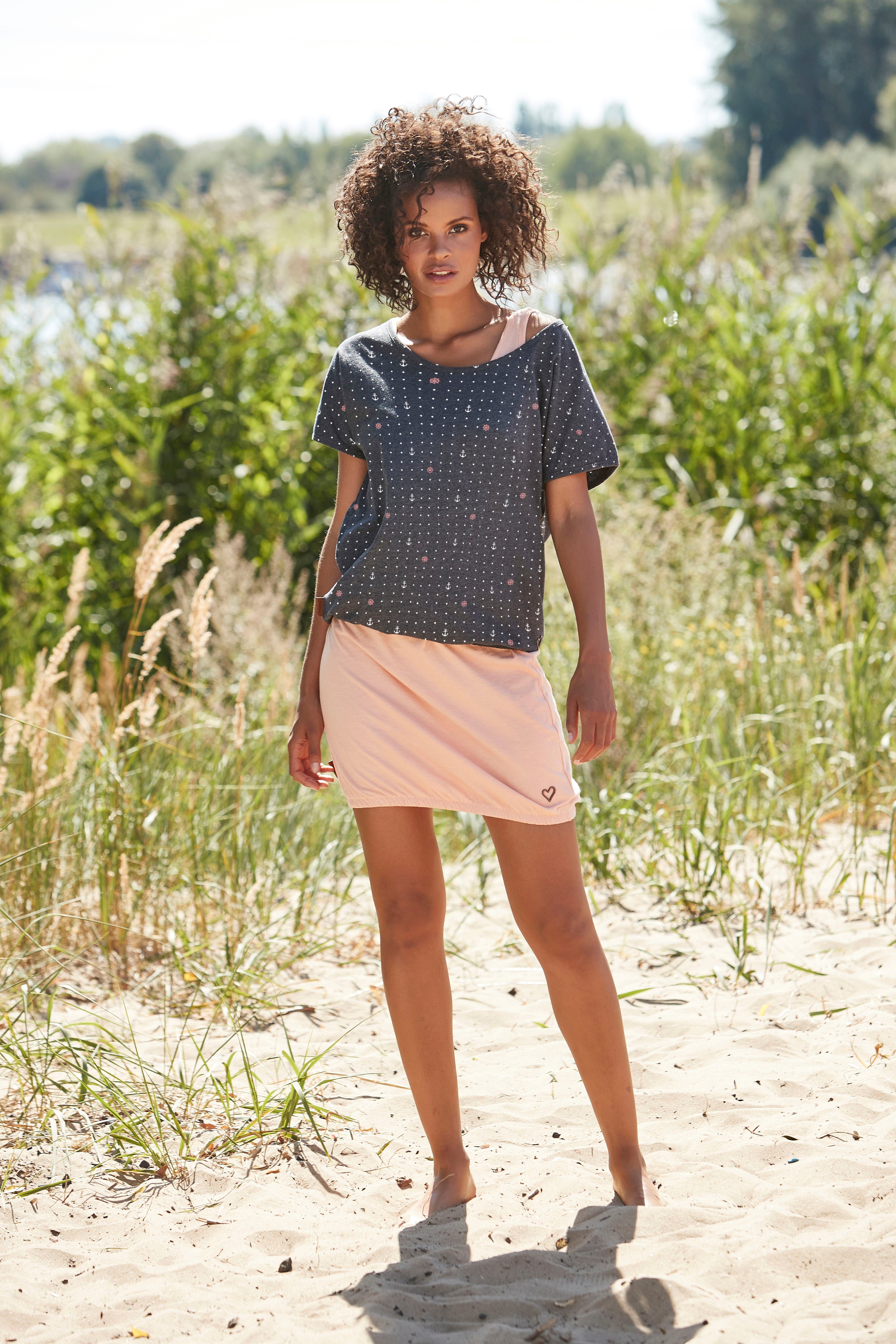 Alife & Kickin Jerseykleid SunnyAK (Set, sommerlicher 2-tlg., print Zweiteiler & marine T-Shirt) Kleid - Shirt mit