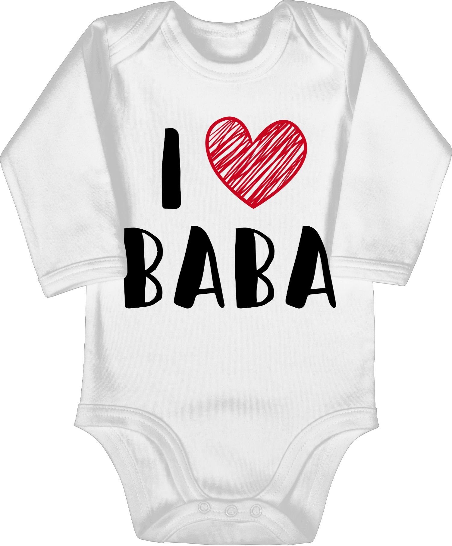 Shirtracer Shirtbody I Love Baba - Bunt gemischt Baby - Bio Baby Strampler  langarm papa body maedchen - strampler dad - i love daddy baby-kleidung