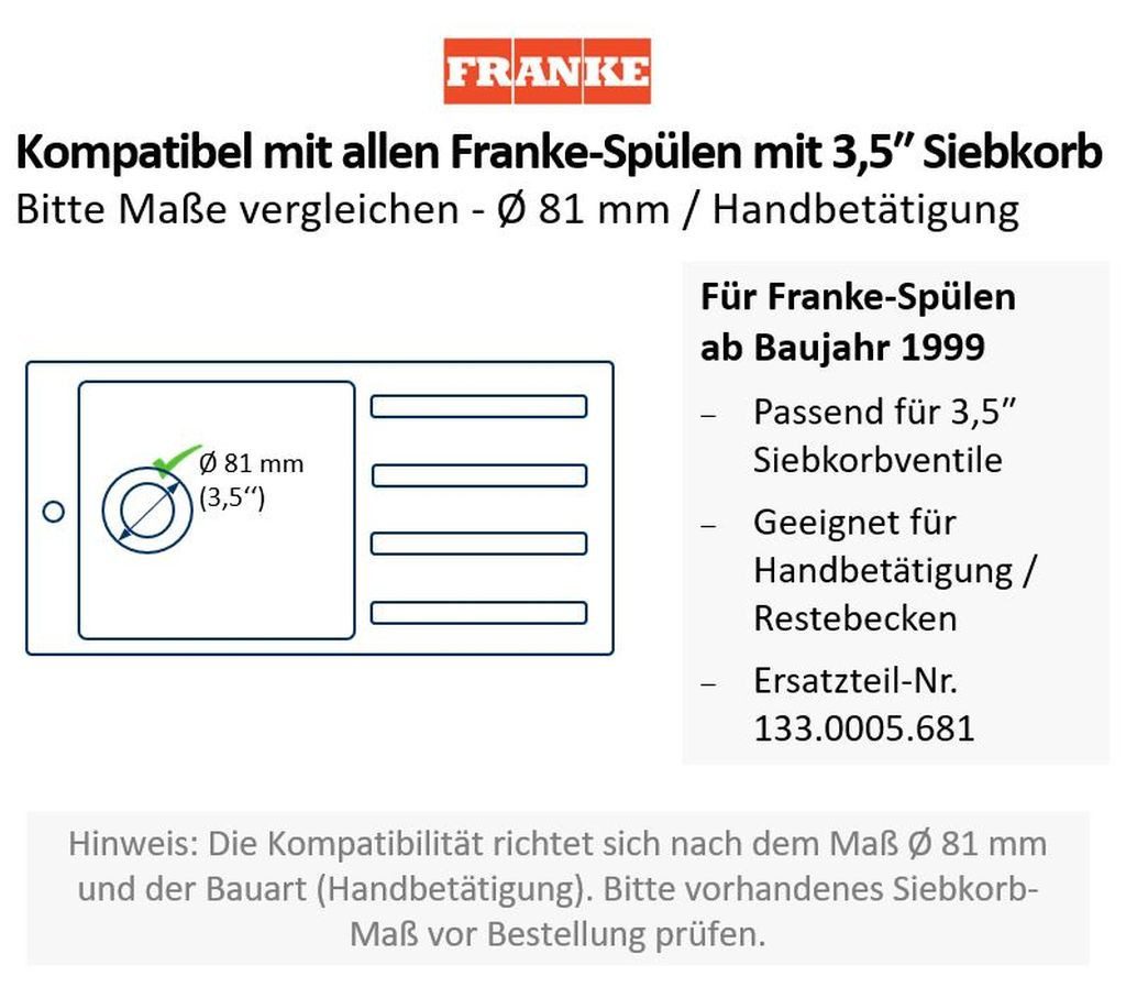 FRANKE Siebventil Franke Siebkorb 3,5 Zoll Original-Ersatzteil (133.0005.681)