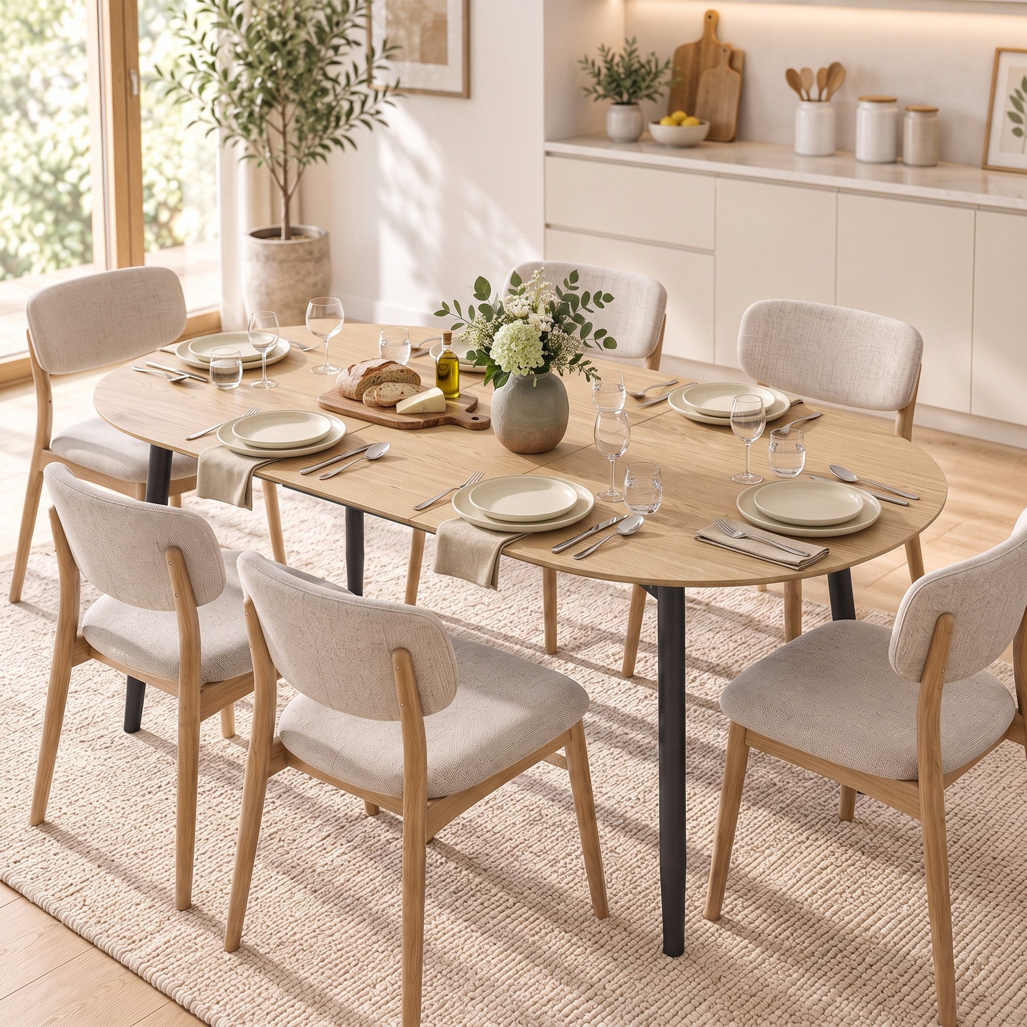HOMCOM Esstisch Ovaler Küchentisch mit 1,8 cm Tischplatte und Metallbeinen (Set, 1-St., 1 Tisch), Ausziehbar 120-160 cm, für 4-6 Personen