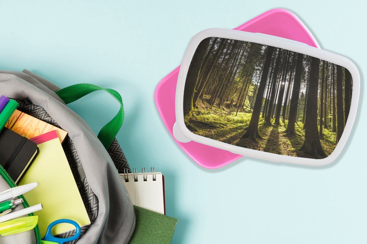 - Baum Kinder, Sonne Snackbox, (2-tlg), Brotdose Natur Lunchbox Erwachsene, rosa Mädchen, Wald, - Kunststoff, für Kunststoff - Brotbox MuchoWow