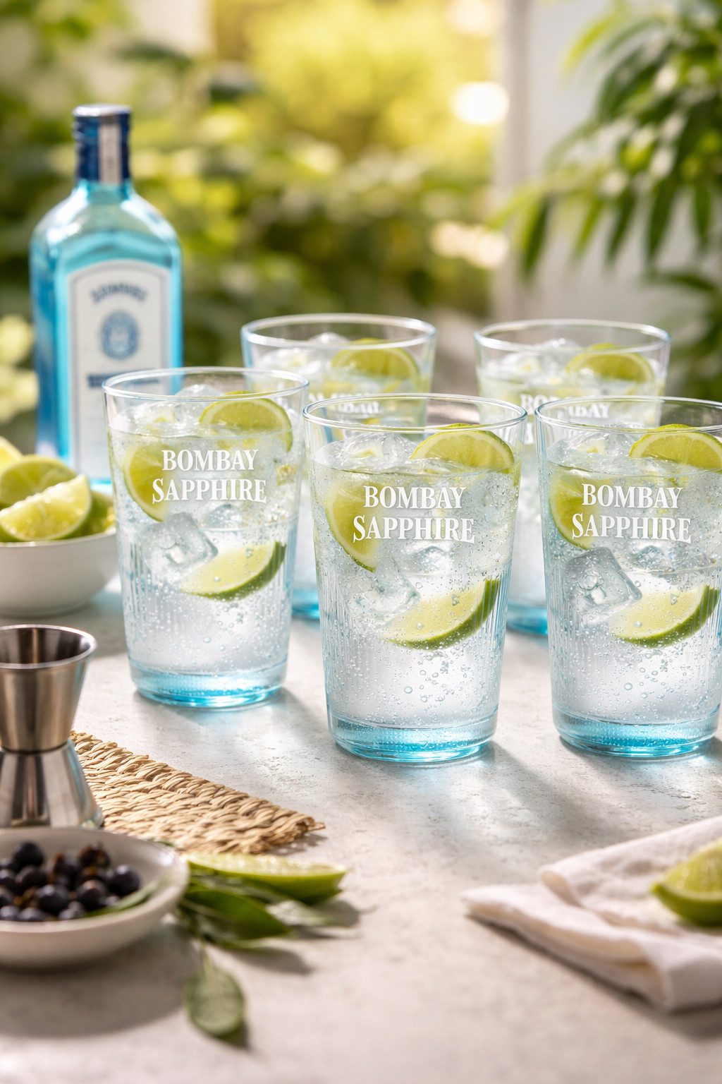 Bombay Sapphire Gläser-Set Bombay Sapphire Gin Longdrinkgläser 6er Set l Blaue Gläser mit Relief – Bild 2 von 3