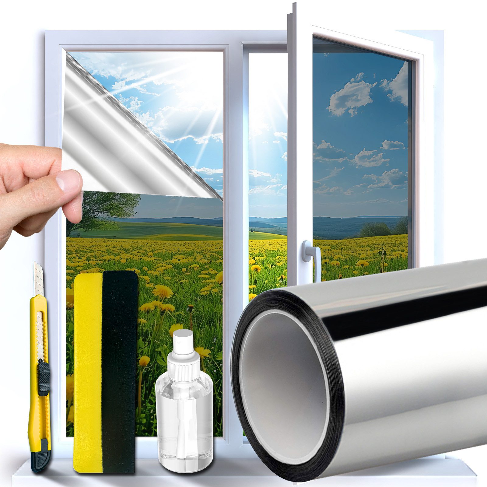 Midori Fensterfolie, glatt, Sonnenschutz-Fensterfolie UV-Schutz Spiegelfoli günstig online kaufen