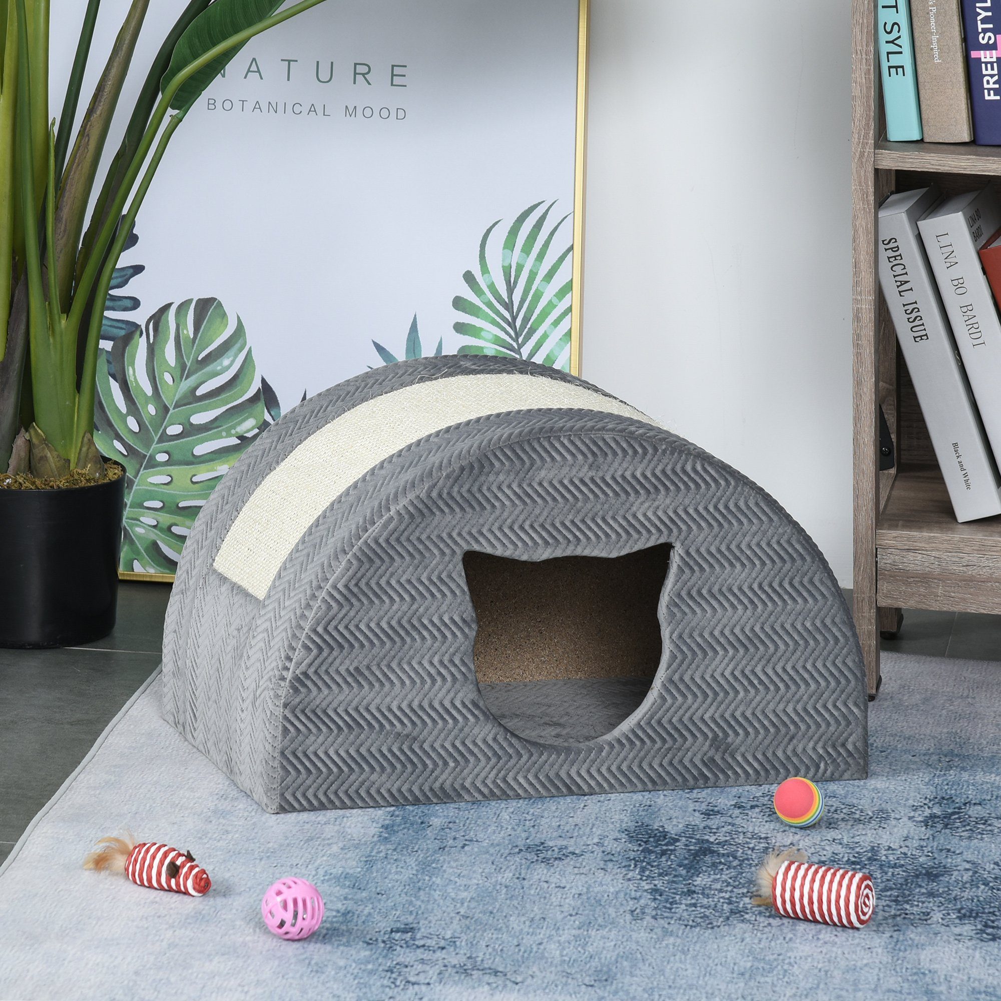 PawHut Tierhöhle Katzenhöhle  mit Kratzbrett