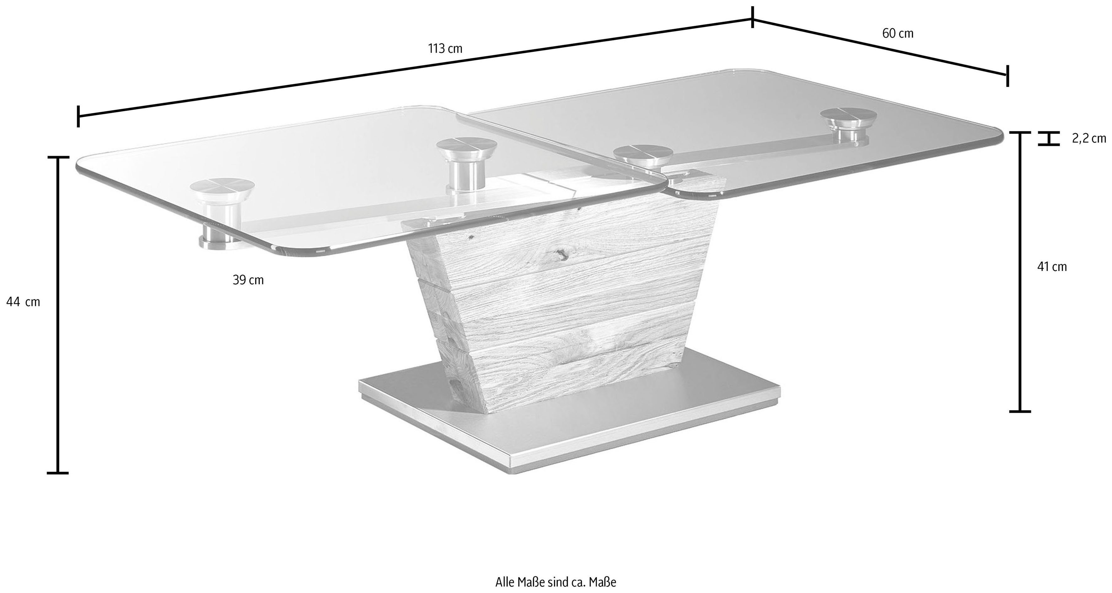 7290, schwenkbaren COLLECTION Couchtisch Tischplatten HASSE mit MÖBEL Kernuche