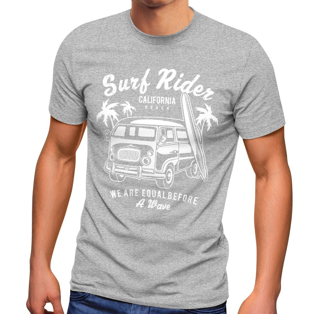 Neverless Print-Shirt Herren T-Shirt Bus Surfing günstig online kaufen