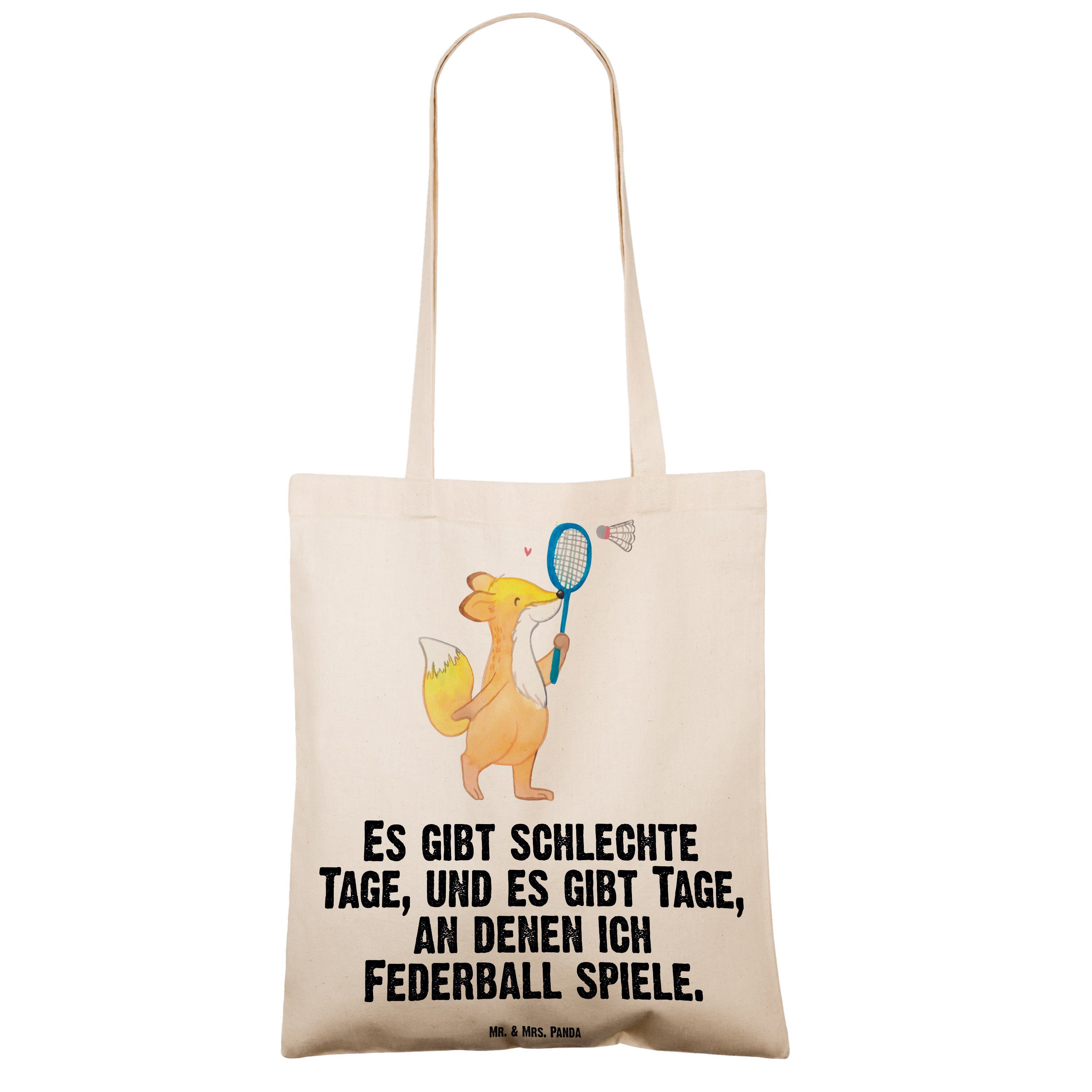 Mrs. Mr. Federball Beuteltasche, Panda spielen Tage Tragetasche - (1-tlg) Fuchs Geschenk, & Transparent -